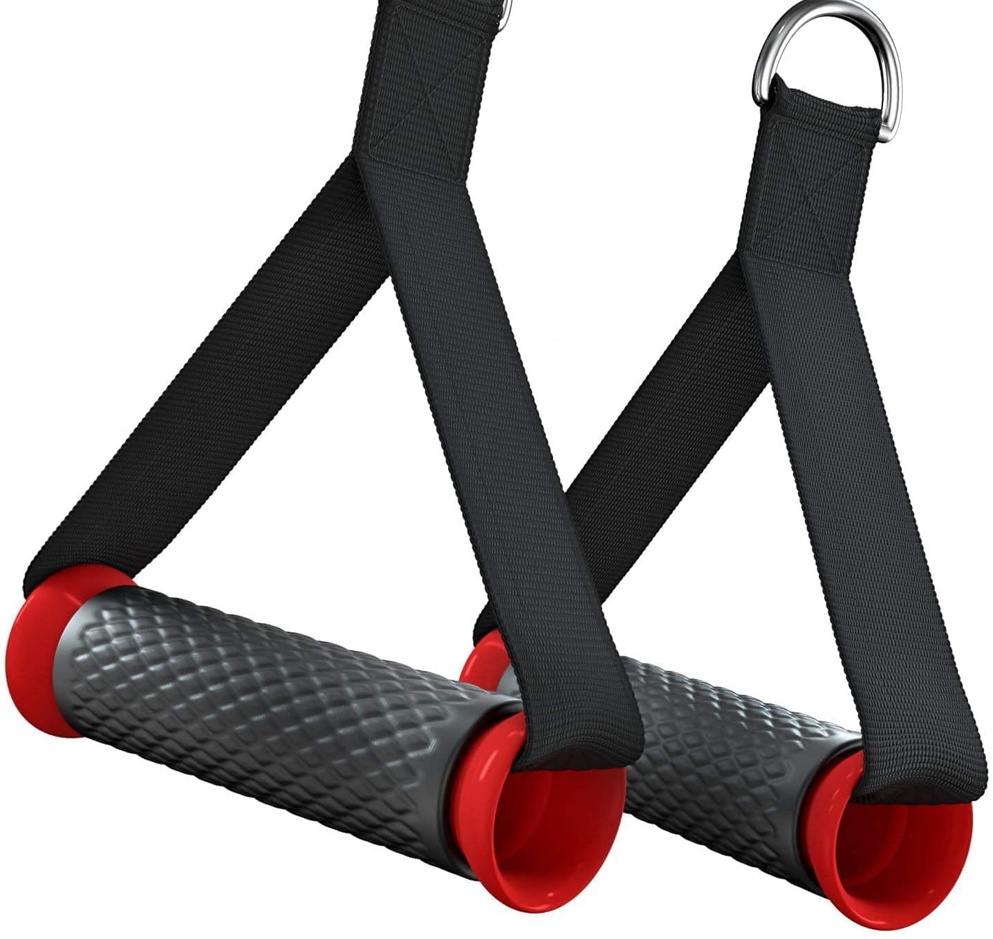 Fitness Gali Exercise Cable Machine Handles, Nylon, Black and Red, Stirrup Attachments, Ergonomic Grip, for Resistance Training, 2 Handles-image-25