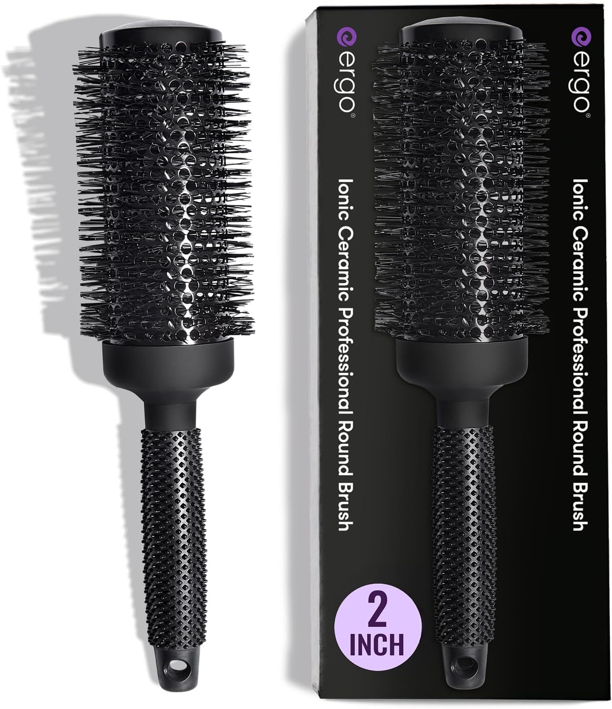 ERGO Ceramic Ionic Round Brush for Blow Out - Salon Quality Hair Brushes for Women - Roller Brush for Blow Drying, Wet and Dry Hair Styling, Volumizing Hair Care - ER53: 2"