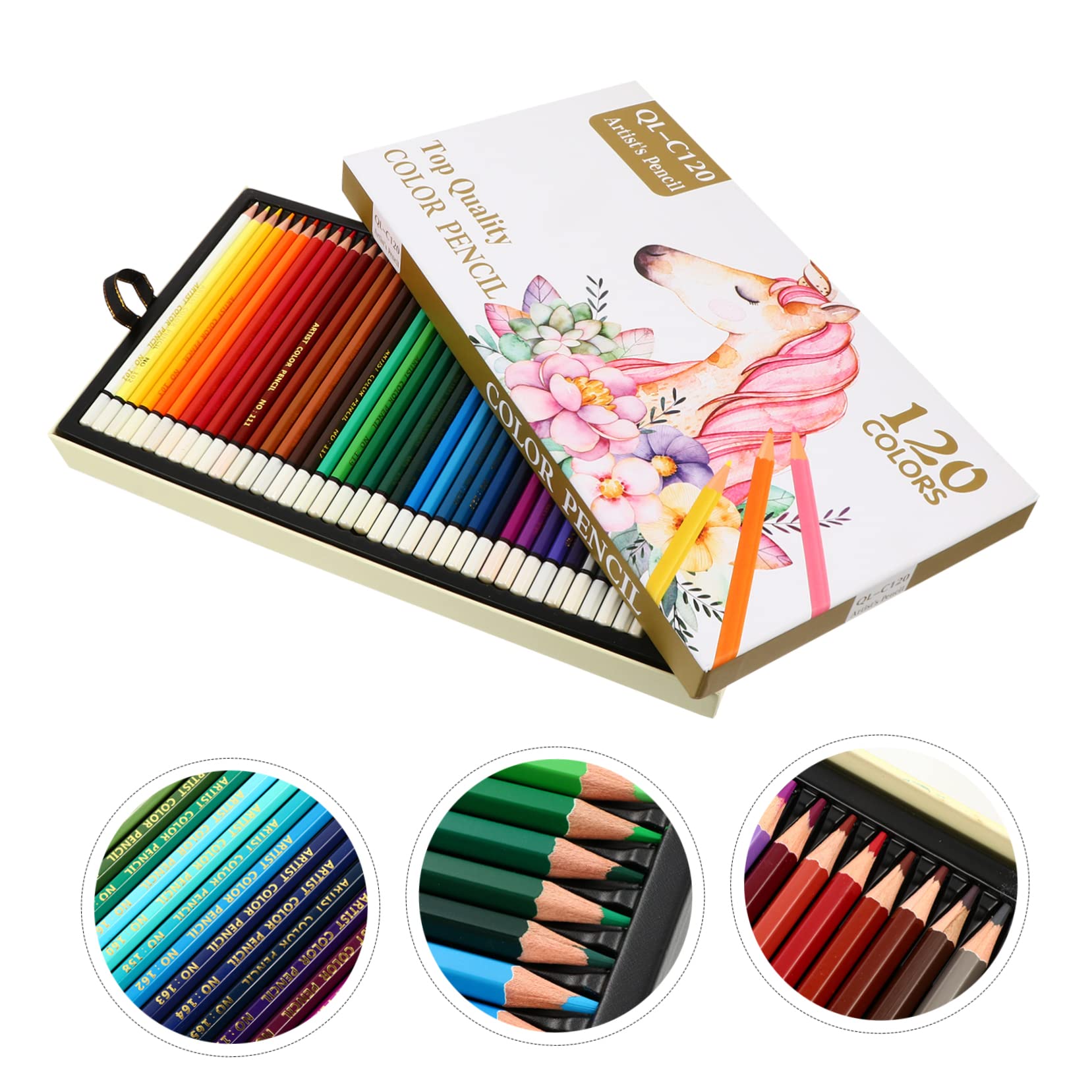 Crayons de Couleur Hexagonaux en Bois, 120 Pièces, Blancs