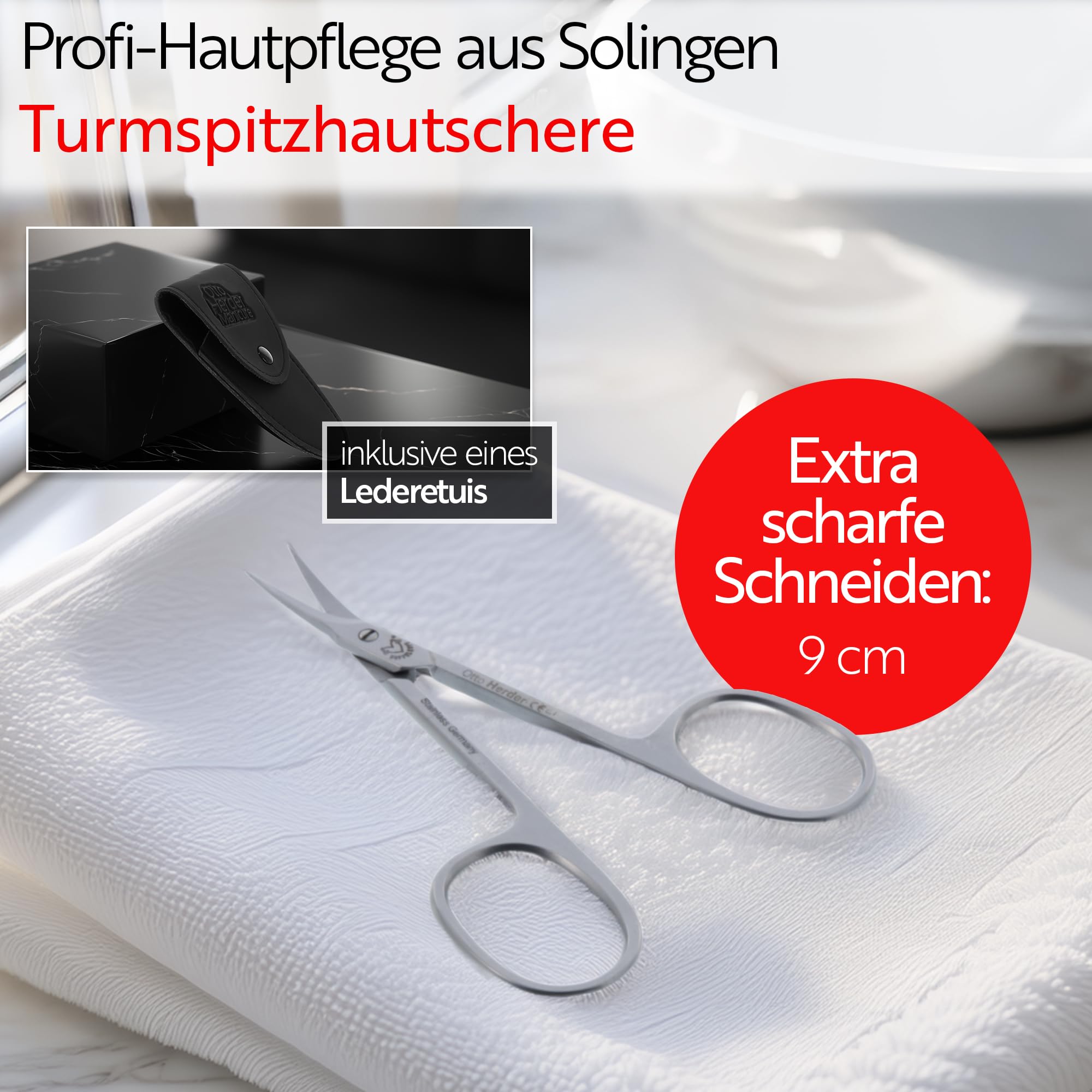 Otto Herder Manicure Forbici per cuticole a torre in Solingen, forbici extra affilate in acciaio inox per rimuovere cuticole e residui di pelle