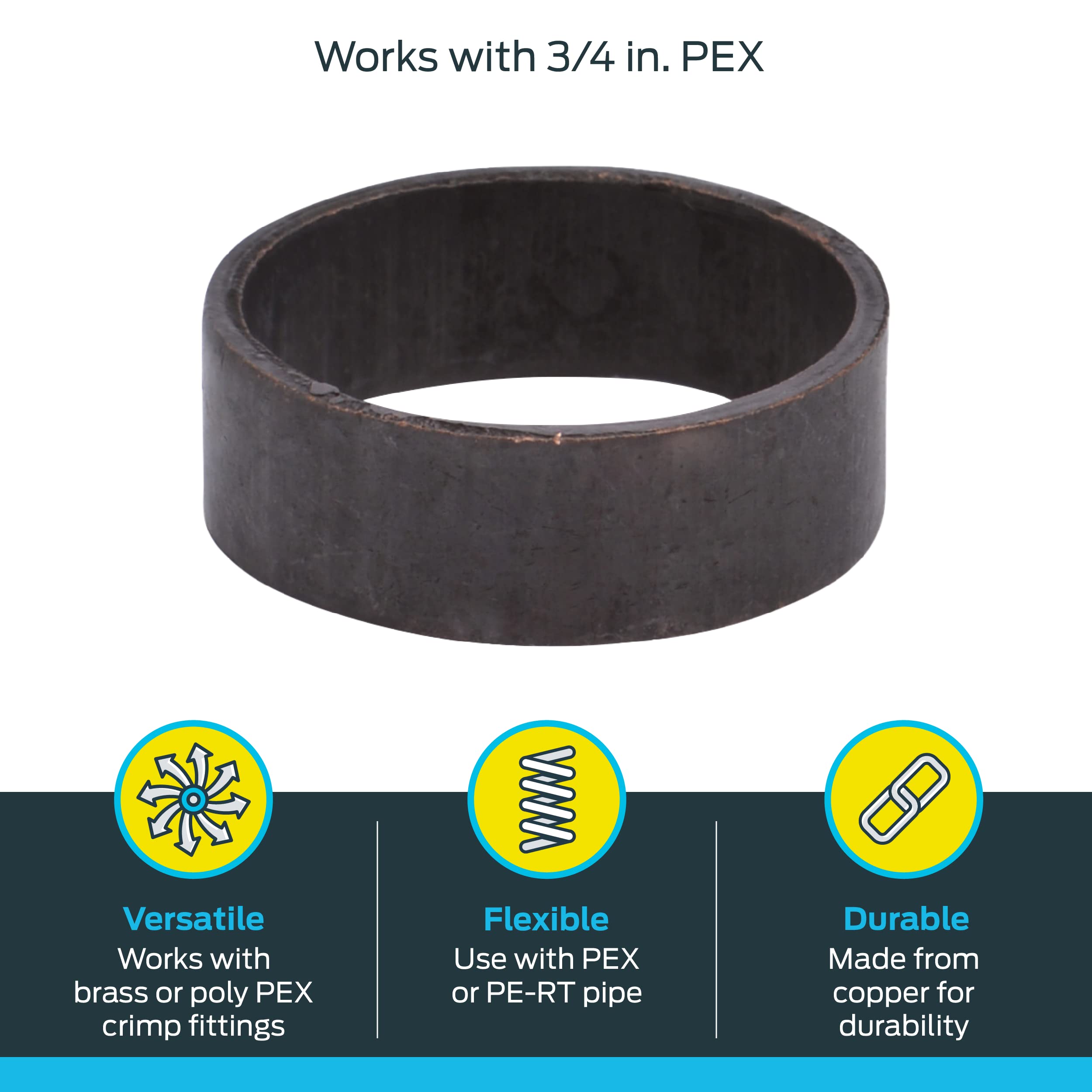 SharkBite 23103CP100 Crimp Rings, Pack of 100, 3/4 in, 100 Pack, 3/4 in., 100 Pack - Image 3