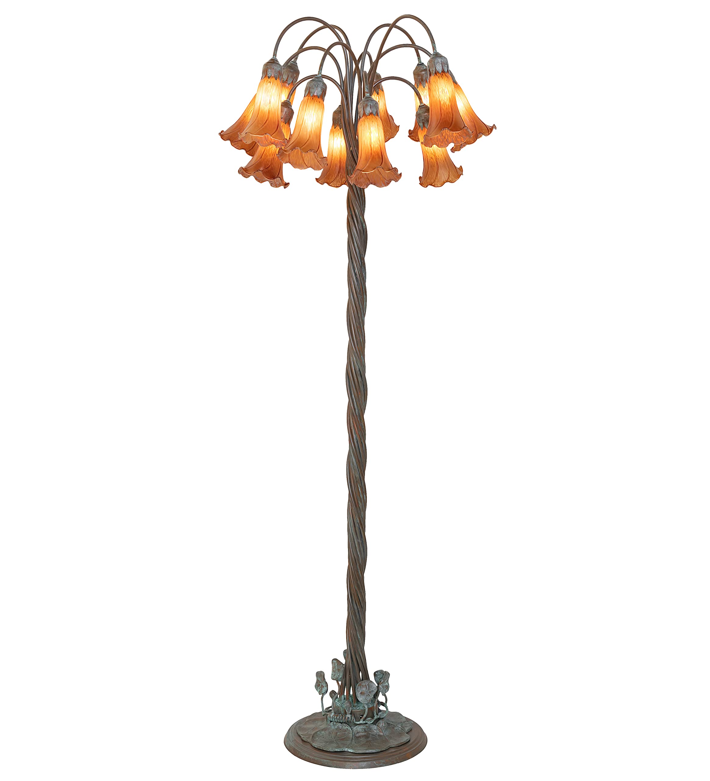 Meyda 61 High Amber Tiffany Pond Lily 12 Light Floor Lamp