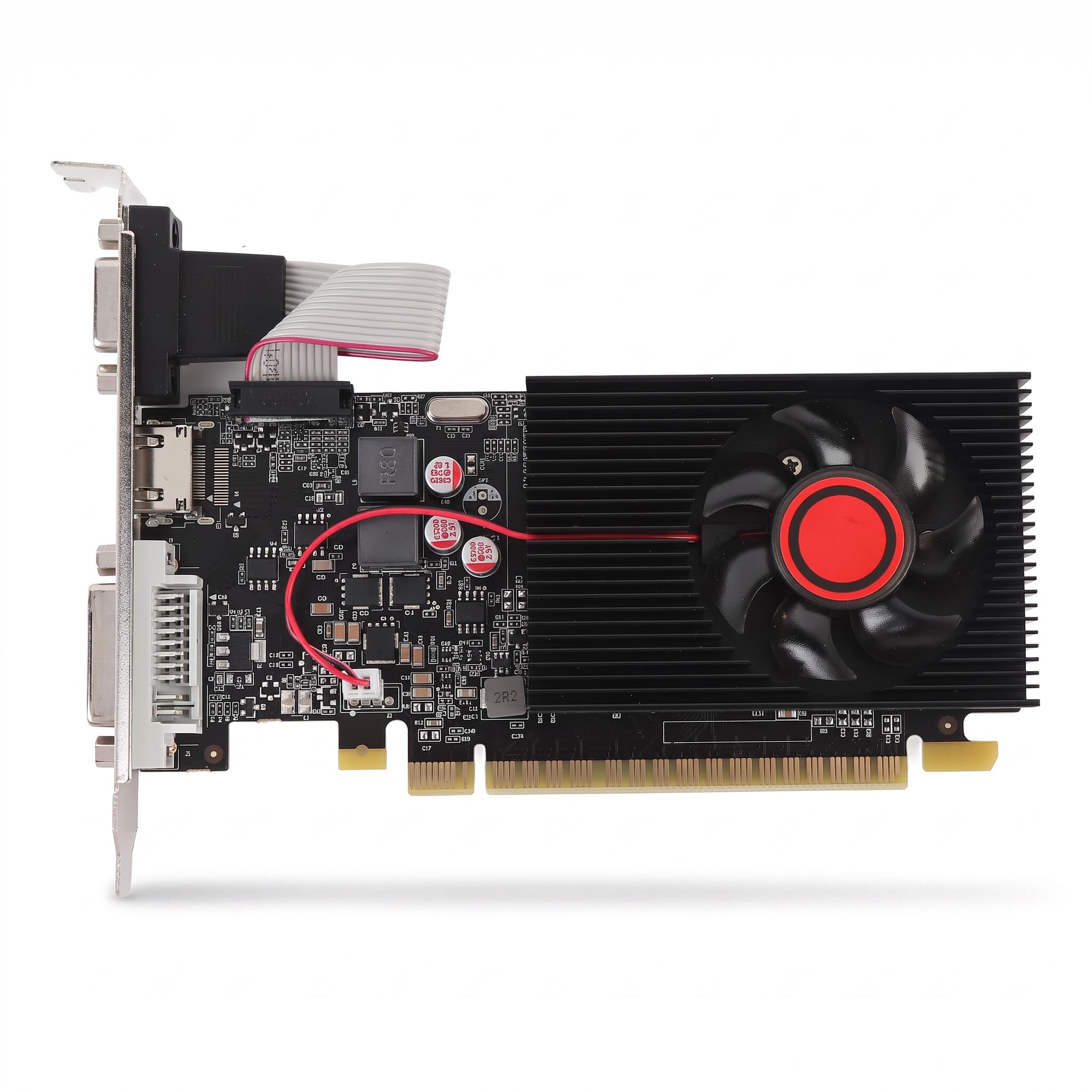 Dpofirs GT610 1 GB DDR3 Scheda Grafica a Basso Profilo a 64 Bit, Nessun Design Silenzioso di Alimentazione Esterno, PCIe 2.0 X16 per 11 10 Linux per il Desktop per Computer