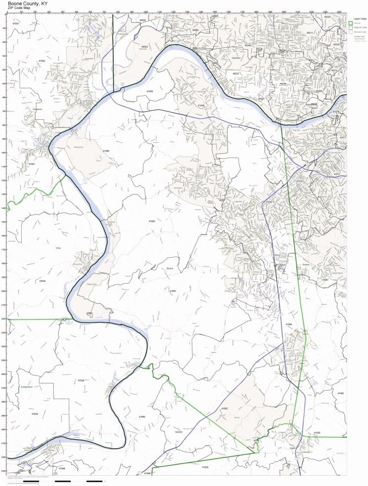 Working Maps Boone County, Kentucky KY Zip Code Map Not