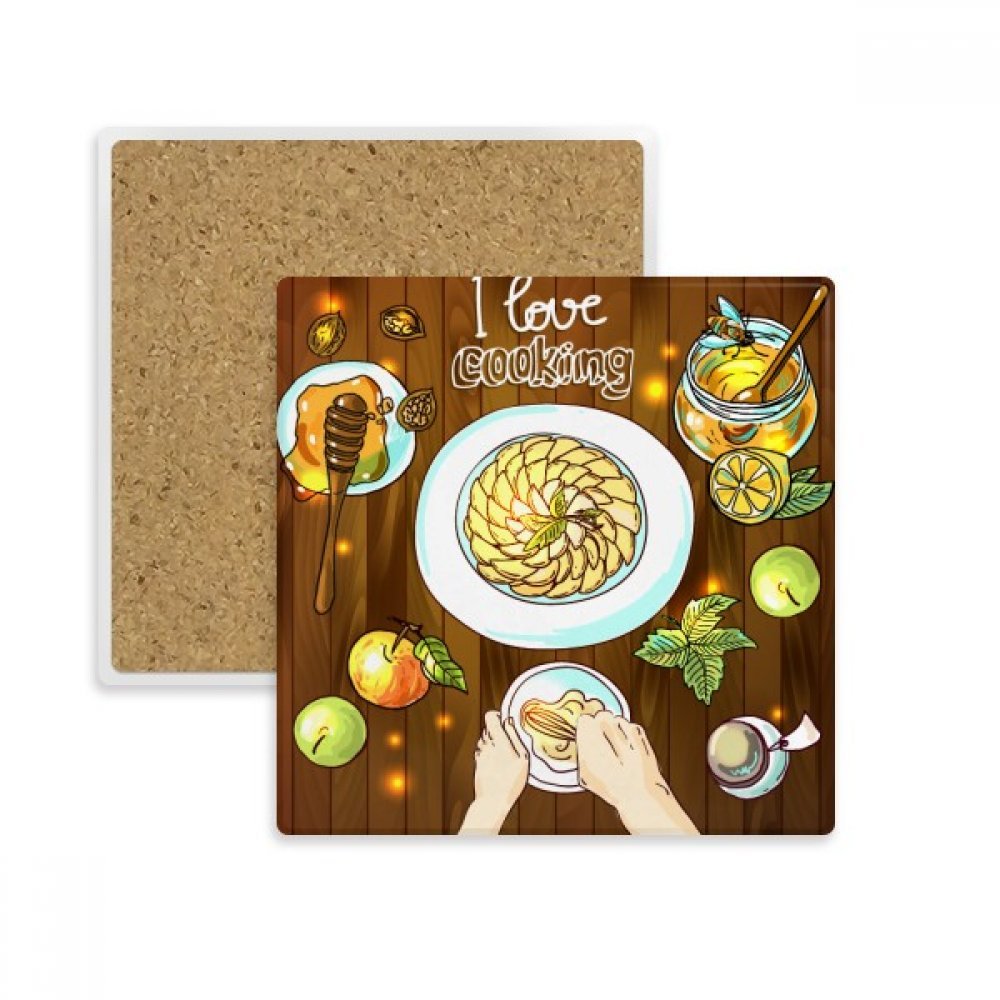 Cadeau pour amateur de cuisine dessous de verre absorbant en pierre illustré