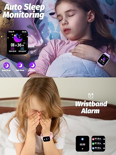 Miniatura 5 de Reloj inteligente para niños y niñas, rastreador de actividad física con monitor de sueño de frecuencia cardíaca, impermeable, reloj de bricolaje,