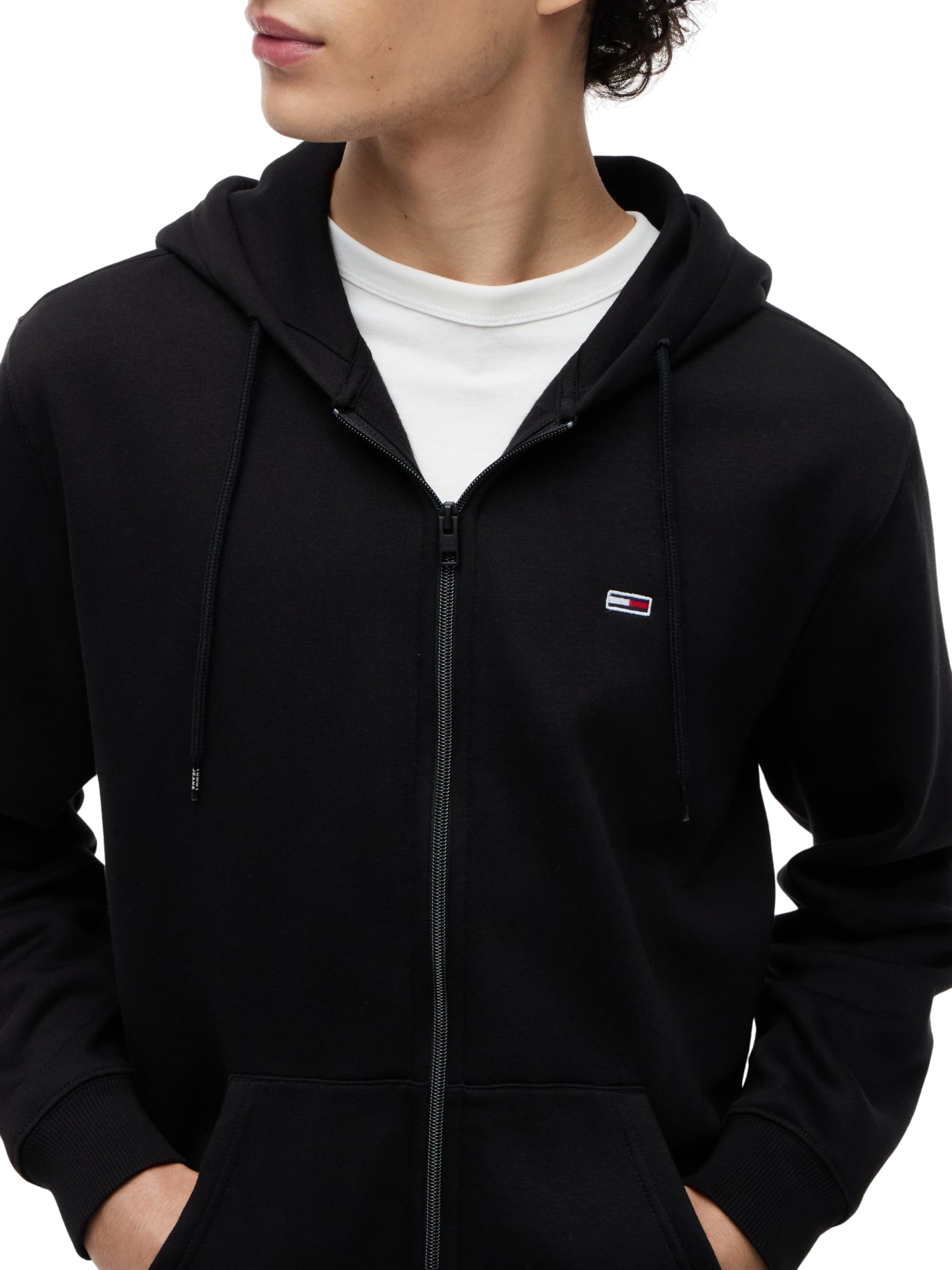 Tommy Jeans Uomo Felpa con Zip Flag Zip Thru con Cappuccio - 4