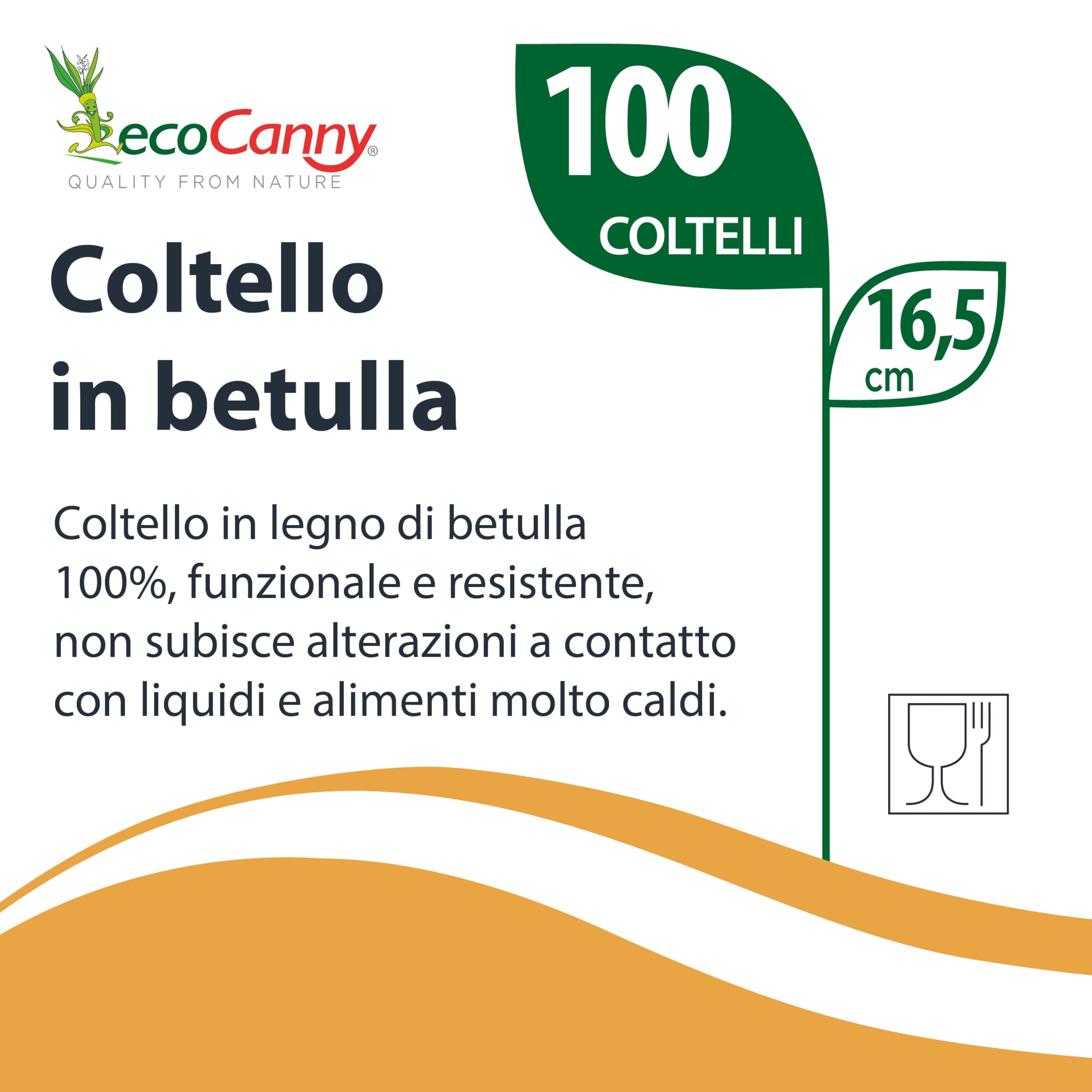 Coltelli in Legno di Betulla, 160mm, Compostabili e Biodegradabili, Ideali per Eventi e Ristorazione, Pacchetto da 100 Pezzi
