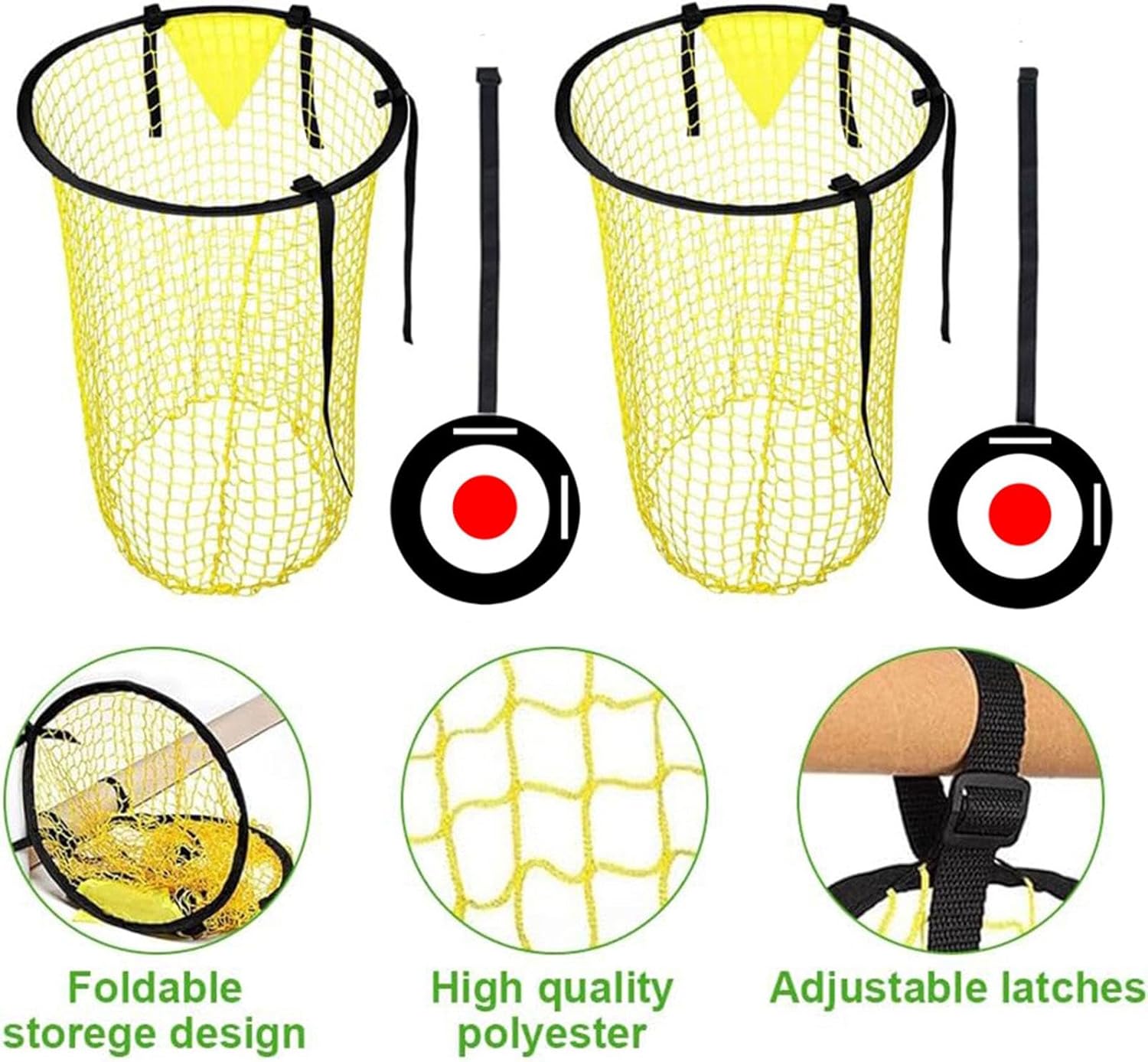 Soccer Top Bins Training Net (4-Piece Set) - 2 Yellow & 2 Black Targets for Goal Kicking Accuracy Practice