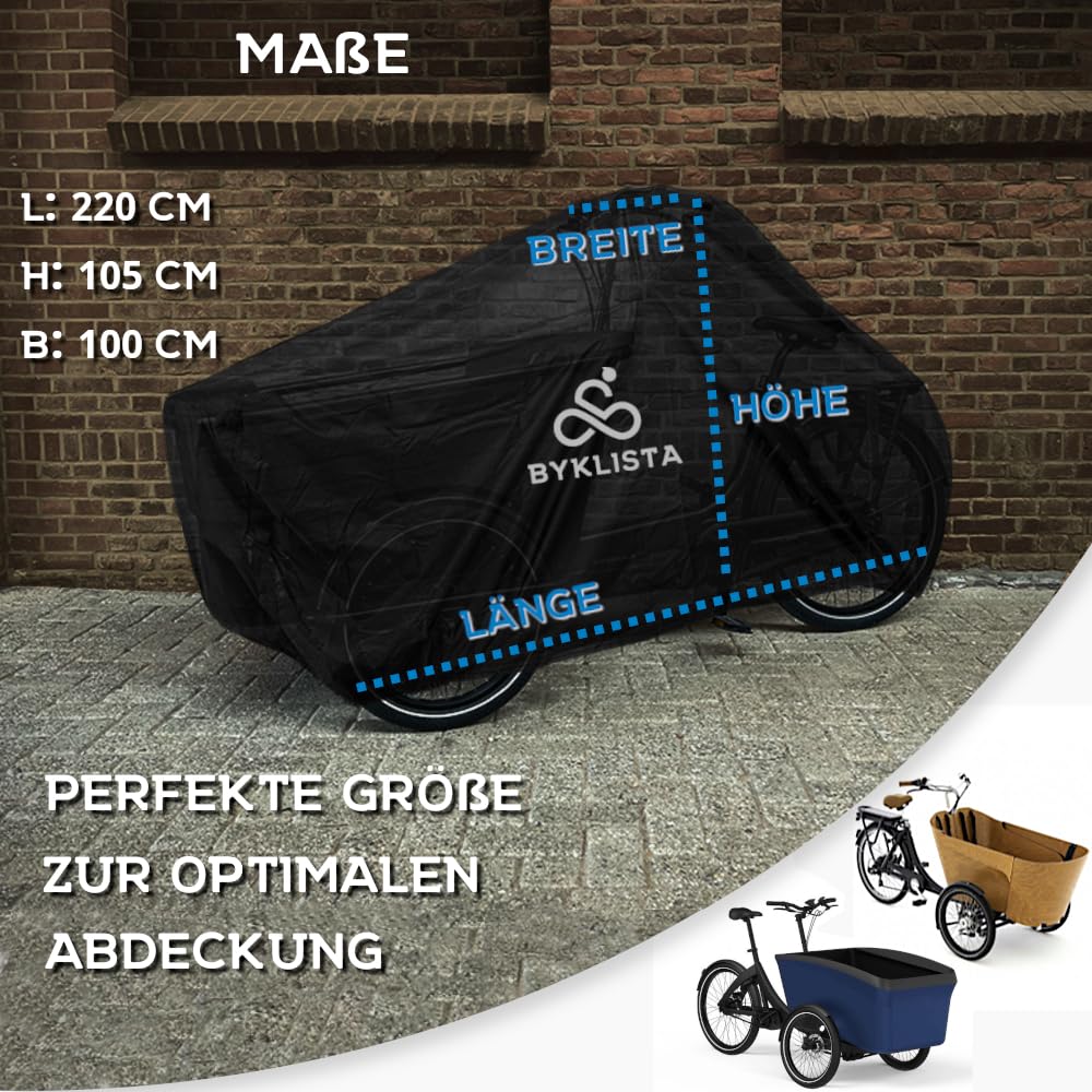 Byklista Lastenrad Abdeckung wasserdicht zweispurig | Fahrradabdeckung, 300D Oxford-Gewebe, verschweißte Innennähte, für Dreirad, Fahrradgarage, NEU