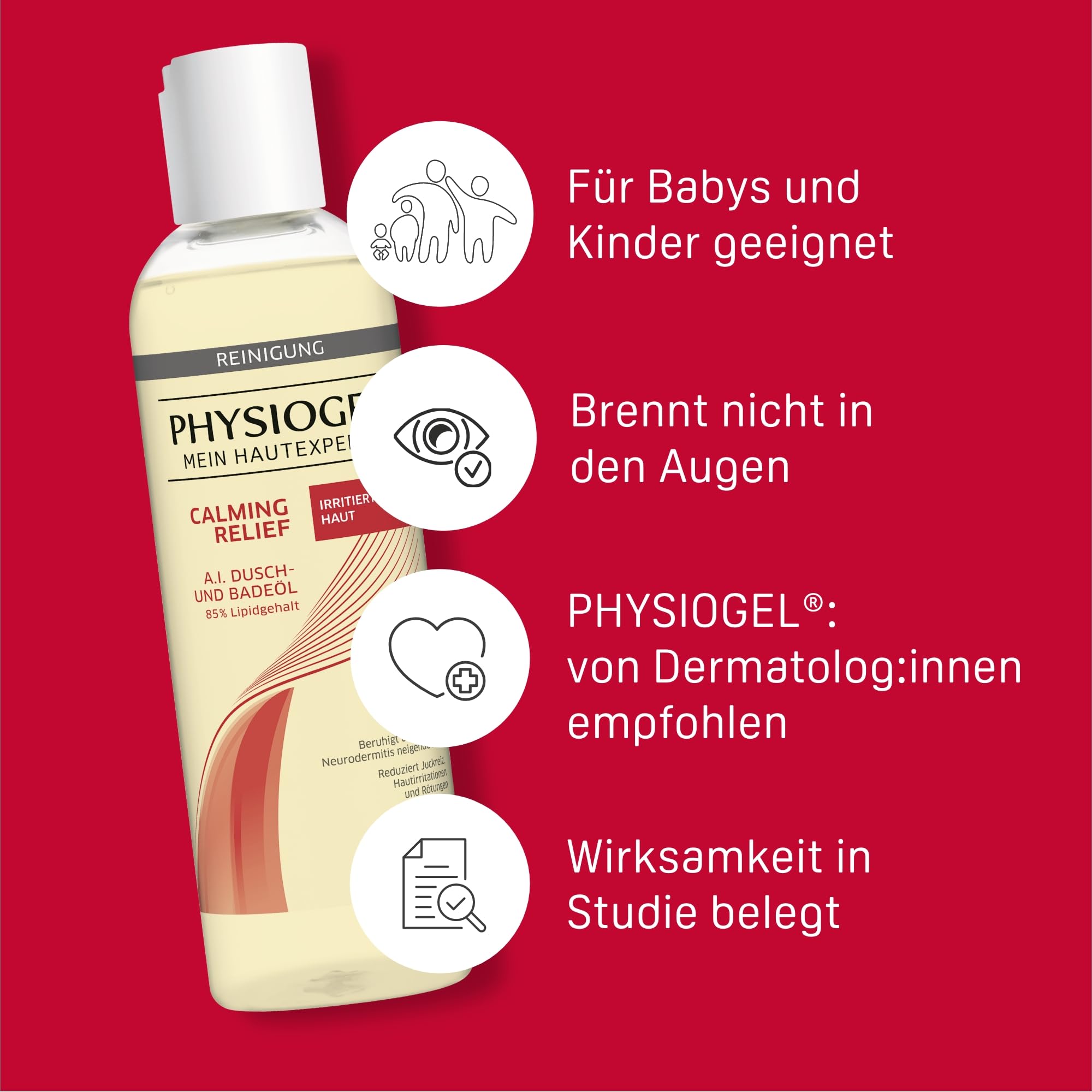 PHYSIOGEL Calming Relief A.I. Dusch- und Badeöl – Beruhigende Reinigung & Pflege bei Neurodermitis, trockener, irritierter und juckender Haut, 400 ml