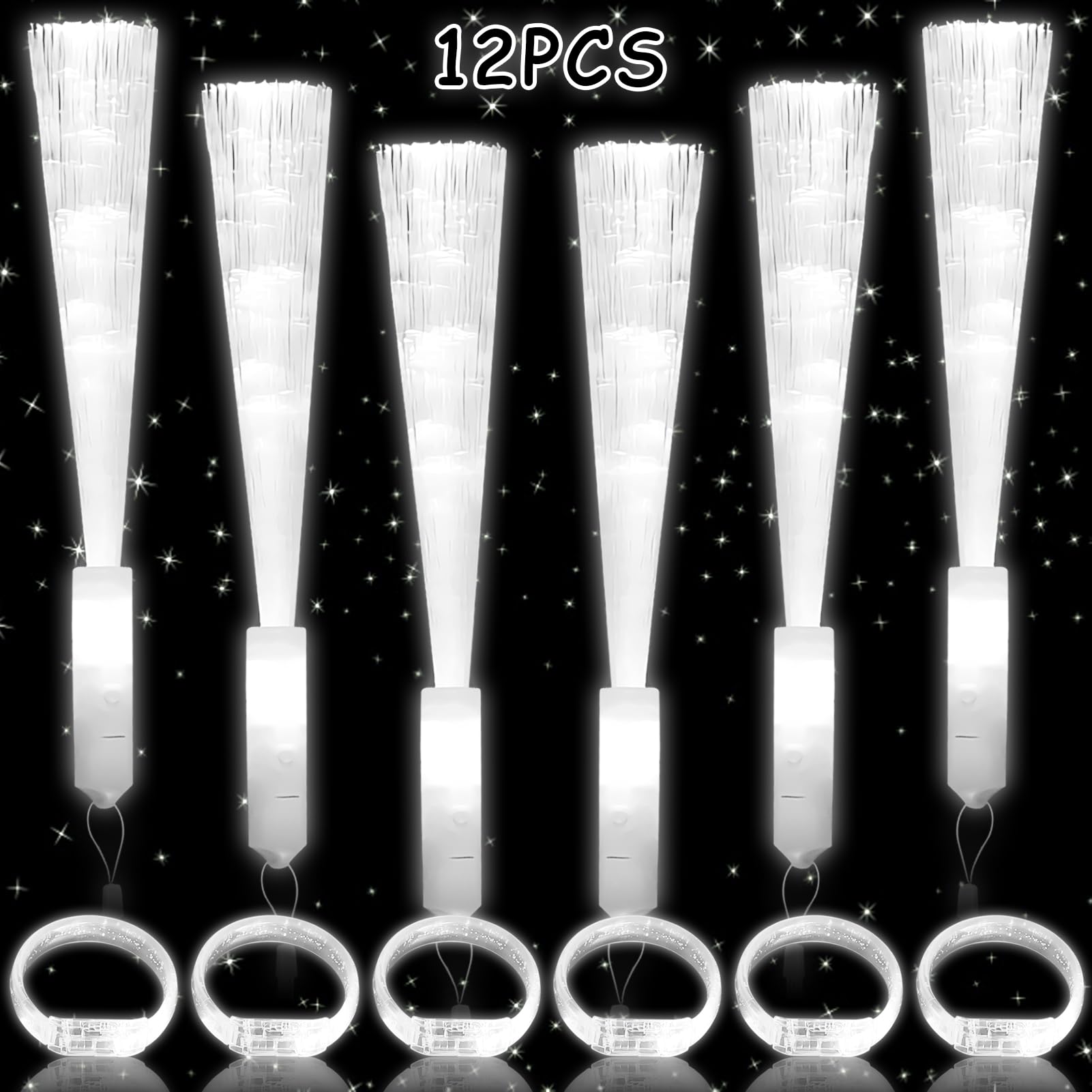TOPJOWGA Varilla Luminosa LED, 6 Piezas Fibra Luminosa Light 6 Piezas Pulsera de Luces, Barras Luminosas, 3 Modos de Luz Lntermitentes, Juguetes de Lluminación LED para Fiestas Concierto (D)