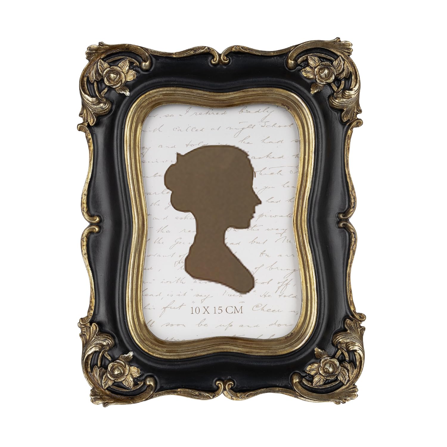 Sunlit Vintage Picture Frame 4x6 Luxury Antique Picture Frame Glass Front Photo Display Table Wall Hanging Gift Ideas Black and Gold