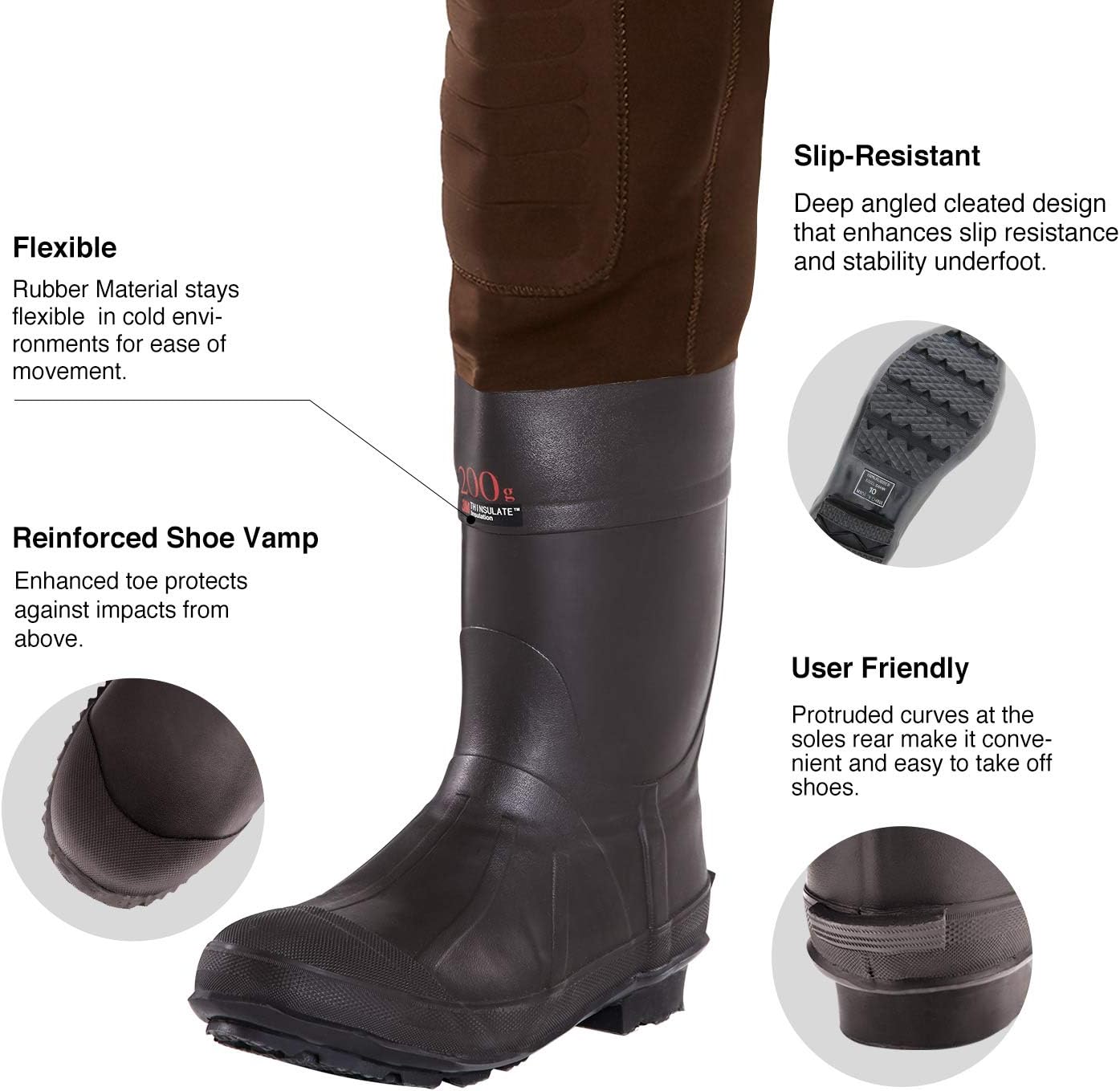 TIDEWE Neoprene Waders, Cleated Bootfoot Men Chest Waders, Waterproof Durable Fishing & Hunting Neoprene Chest Waders : Clothing