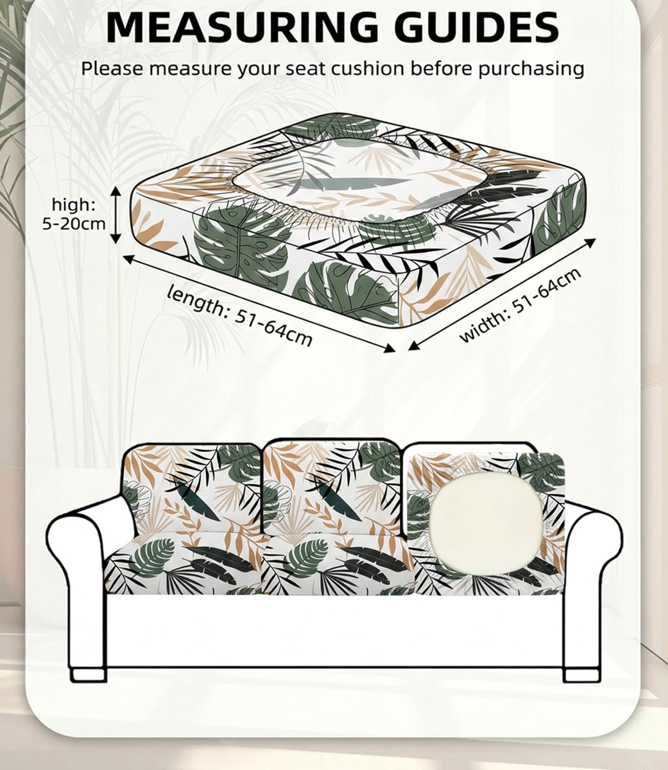 Hiseng Housses de Coussin de Canapé D'extérieur Extensibles Lot de 8, Imprimé Housses de Coussin de Siège Canapé de Remplacement pour Salon de Jardin, Meubles de Terrasse