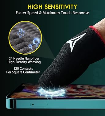 15 Pack 3 Colors E-Sports Light Model Gaming Finger Sleeves, 0.15mm Superconducting Nanofibers, Smooth Feel, Anti-Sweat, Extremely Thin, Fit All Touchscreen Devices