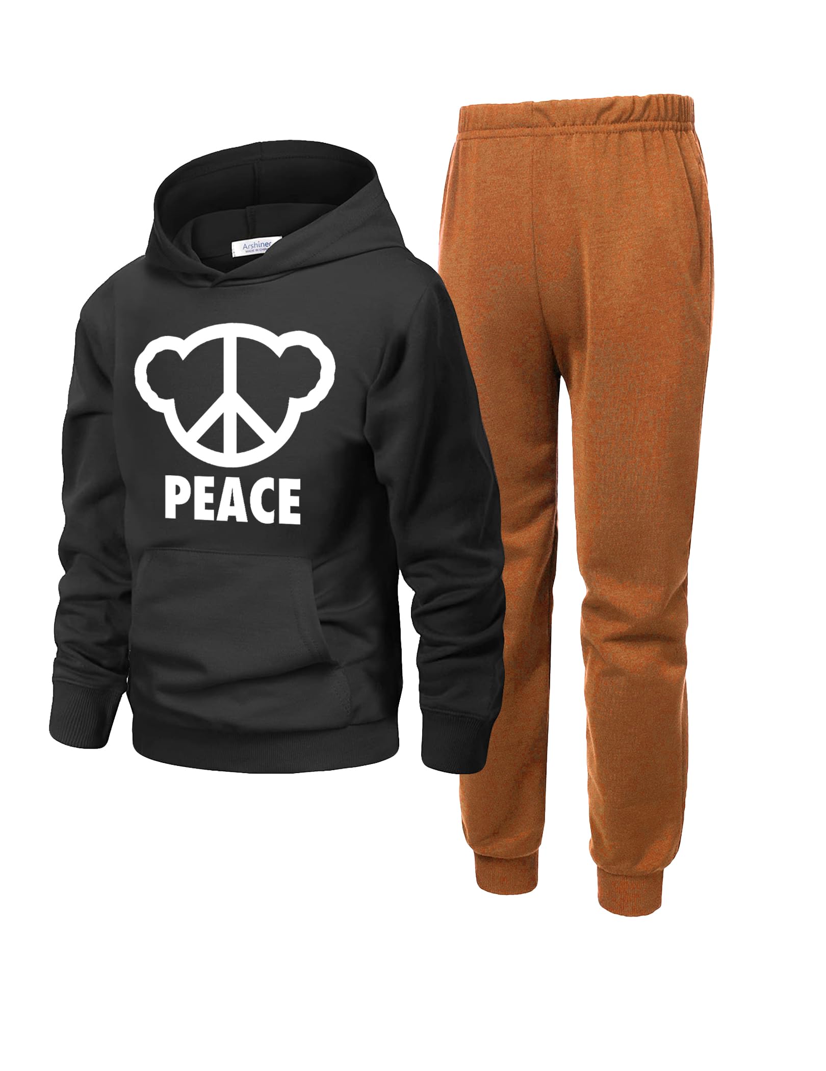 Arshiner Boys Athletic Sweatsuit Pullover Hoodie Sweatshirt and Joggers Set