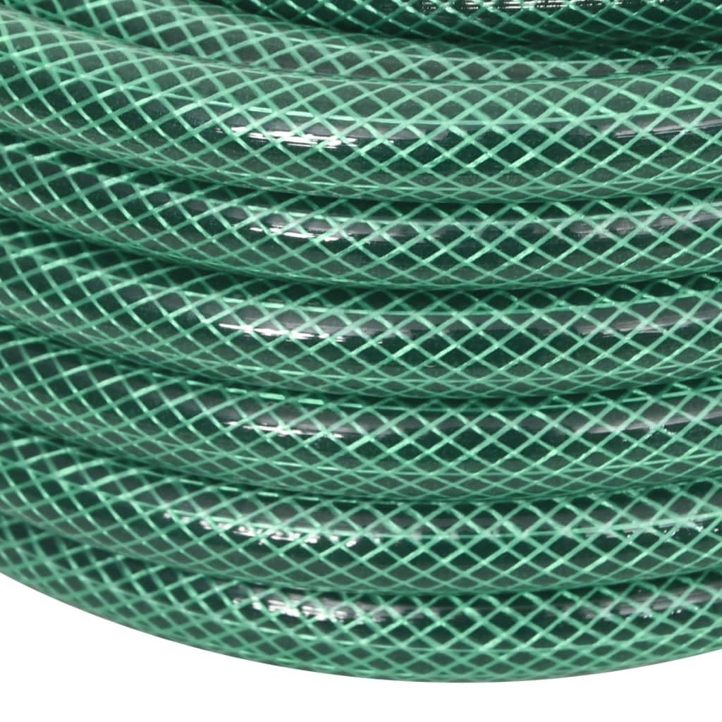 Tubo da giardino con giunto, colore verde, 1,3 cm, 30 m, in PVC, flessibile, per irrigazione, pulizia con pistola a spruzzo, connettore per giardino, terrazza, balcone, esterno