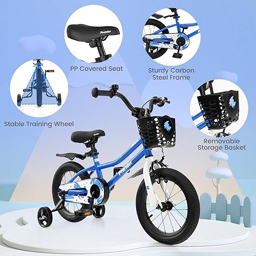 Miniatura 4 de BABY JOY Bicicleta para niños, 12, 14, 16, 18, 20 pulgadas, bicicletas para niños y niñas, adolescentes de 3 a 8 años o más con ruedas de