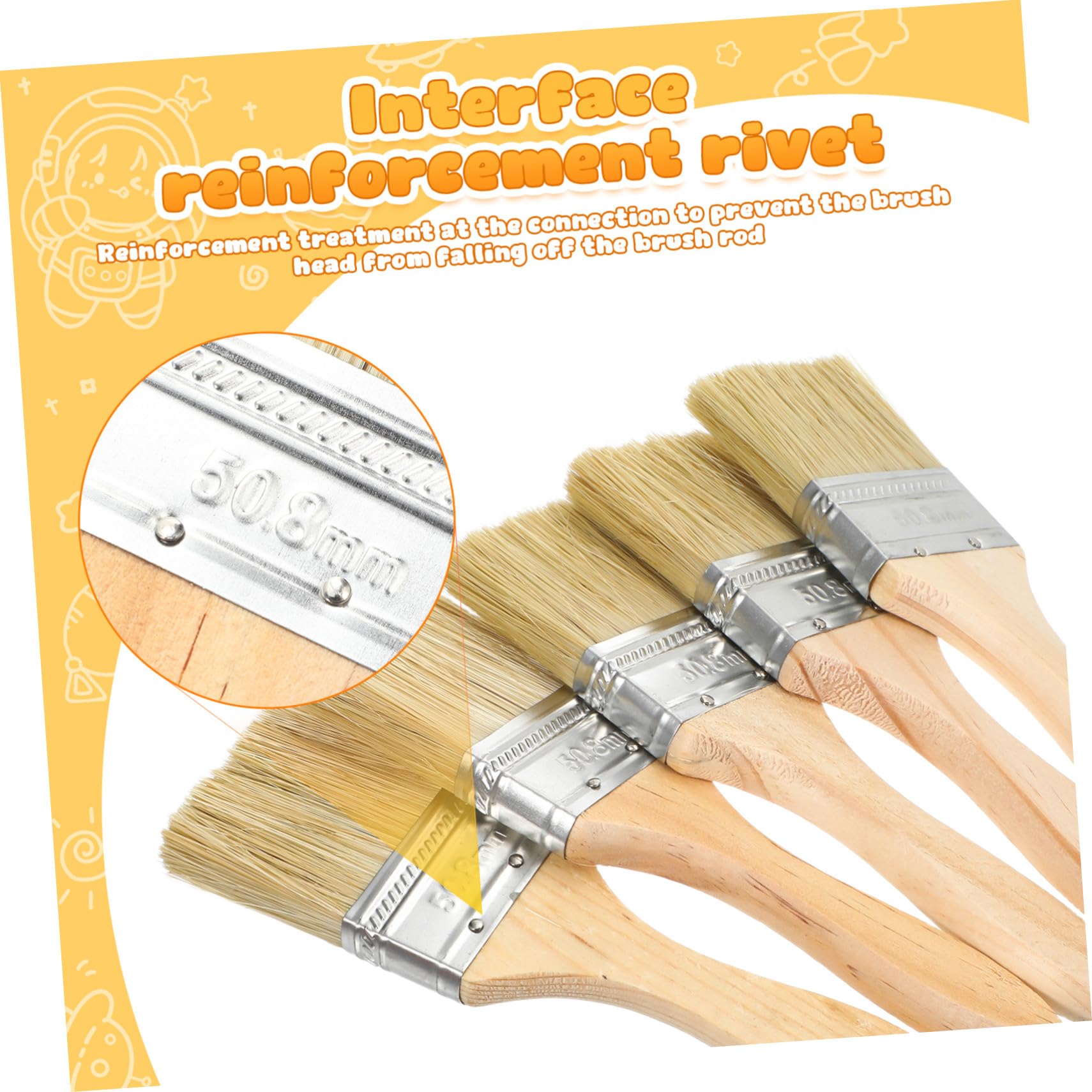 30 Stück Pinselset mit Kurzem Holzstiel Professionelle Flachpinsel für Präzises Streichen Blending Filament und Holz für Renovierung und Heimwerkerprojekte