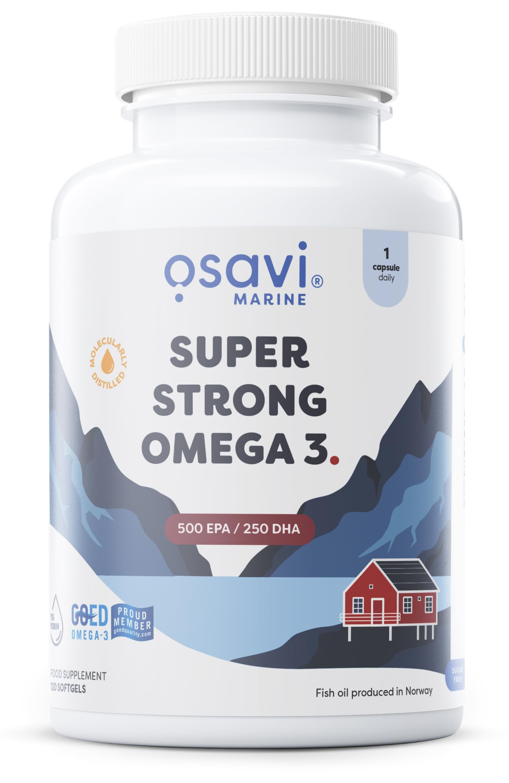 Osavi Super Strong Omega–3 500 EPA / 250 DHA – 120 Softgels | Concentrated Omega–3 from Pelagic Fish | Supports Heart Health, Brain Function, and Vision | Highly Purified with Molecular Distillation