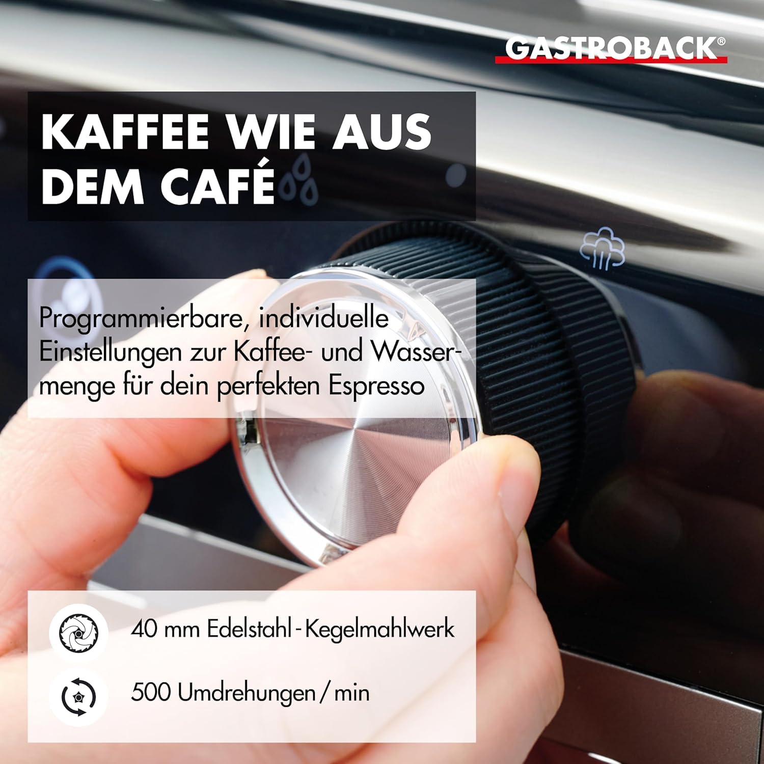 GASTROBACK Espresso Siebträgermaschine mit Mahlwerk - 42627 Advanceded Urban Duo - Barista Kaffeemaschine mit Milchschäumer - Espressomaschine mit 30 Mahlgradeinstellung