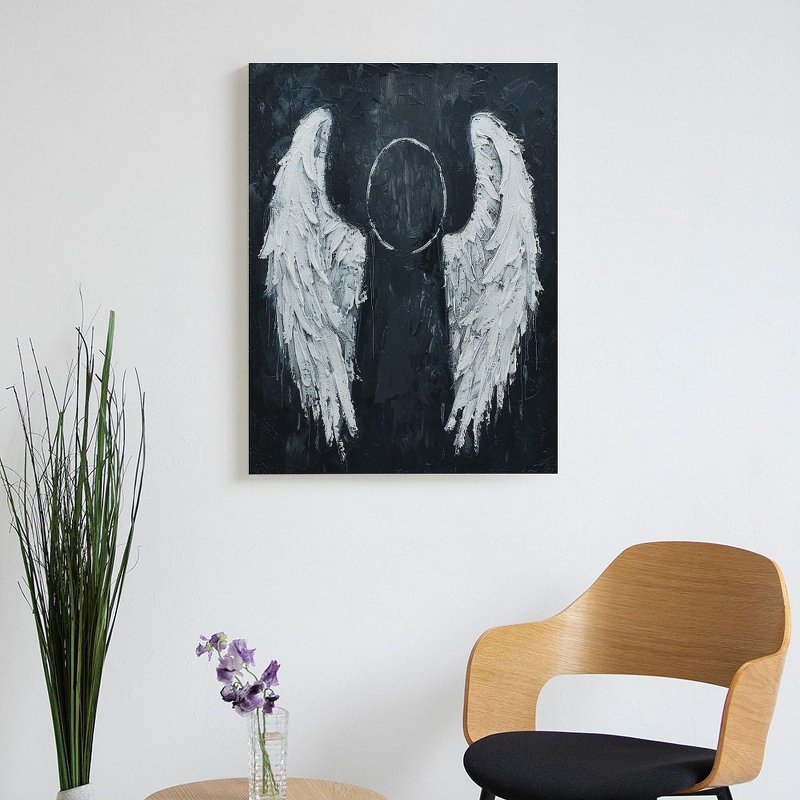 LPAGBCNU Malen nach Zahlen mit weißen Engelsflügeln für Erwachsene, Anfänger, Erwachsene, Malen-nach-Zahlen-Kits auf Leinwand, DIY-Acryl-Ölfarben, Gemälde mit Pinseln für Geschenk, Heimdekoration