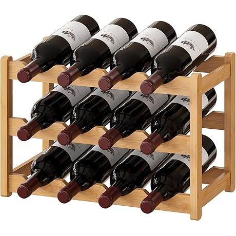 BMOSU 12-Bottle Bamboo Wine Rack: Elevate Your Wine Storage
