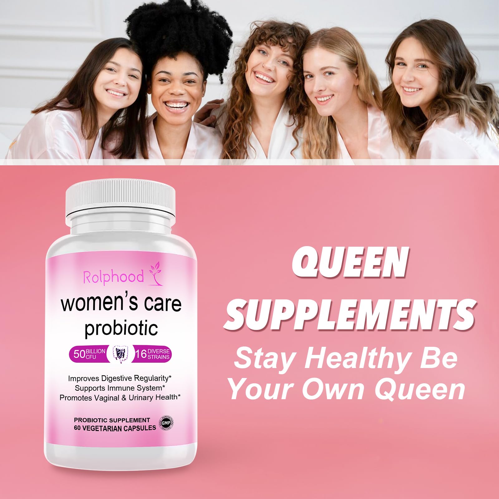 Vaginal Probiotic for Women's pH Balance Health,with Prebiotics &Lactobacillus Probiotic Blend,Boost Immune,Digestive,Gut,Promote Healthy Vaginal Odor & Vaginal Flora,60 Capsules[1-Month Supply] — Amazon image 2