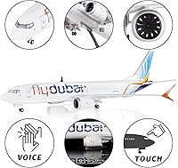 Vista 3 de Lose Fun Park 1:130 Scale Large Model Airplane Dubai Boeing 737 Plane Models Diecast Airplanes with LED Light for Collection or Gift