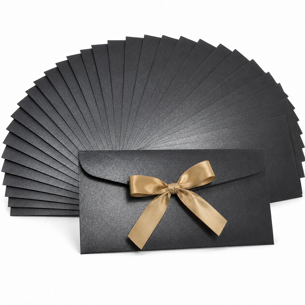 BaiMoure 30 Pack Black Money Cash Gift Envelopes with Gold Ribbon Bow