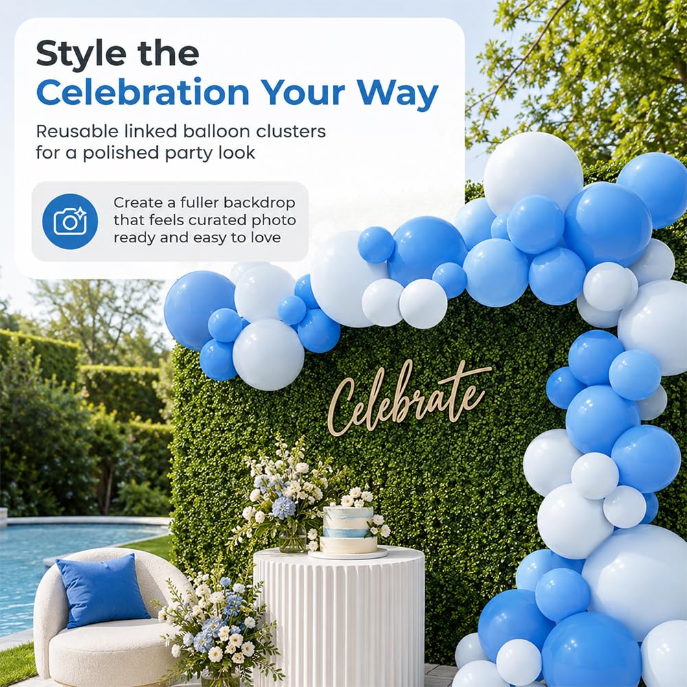 Wiederverwendbare Ballongirlande er PVC Party Deko，blue*6 | Wiederverwendbare PVC Balloncluster für stilvolle Party Hintergründe schnelles Aufhängen und flache Aufbewahrung