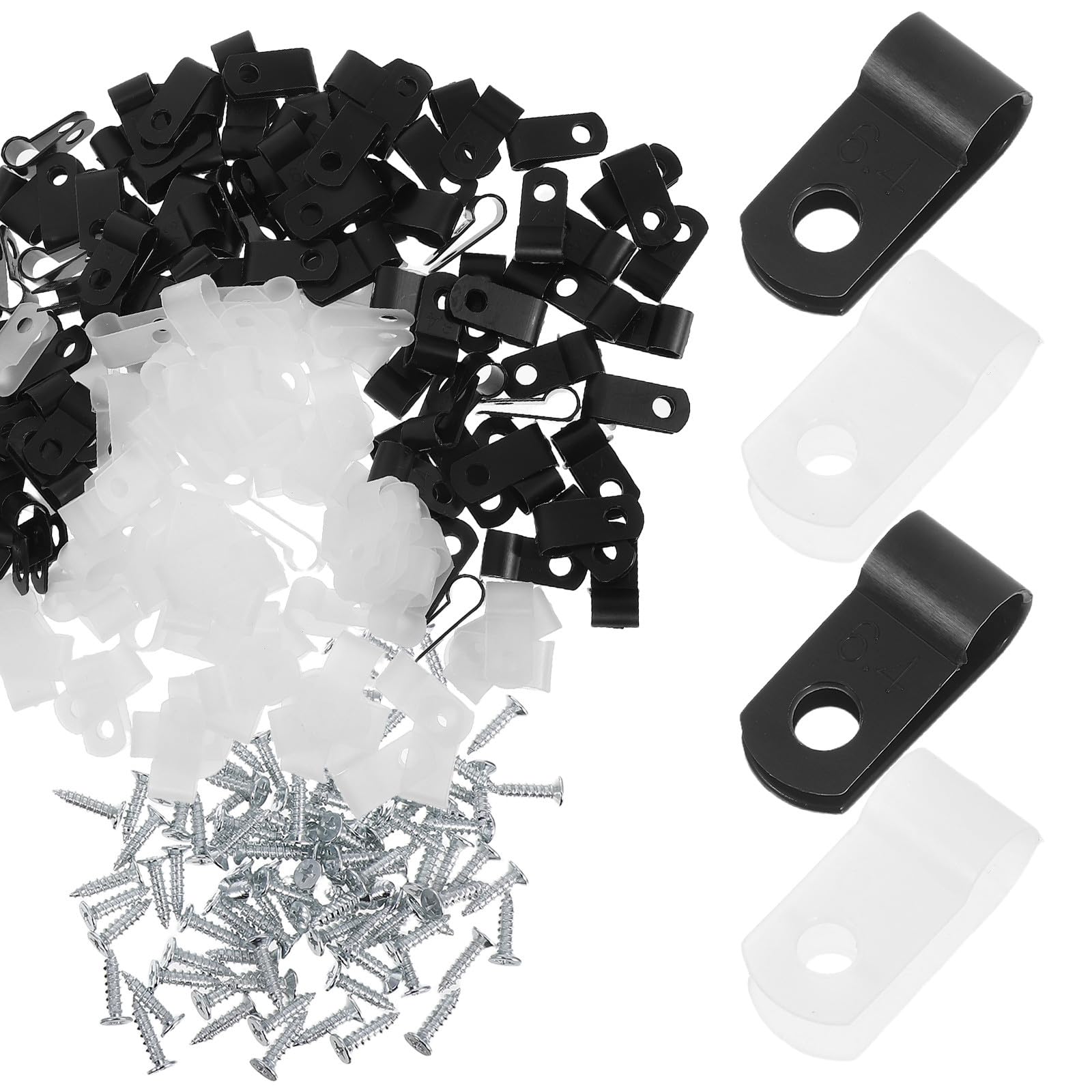 Abrazaderas para cables tipo R clips de nailon de 64 mm organizadores con tornillos para pared