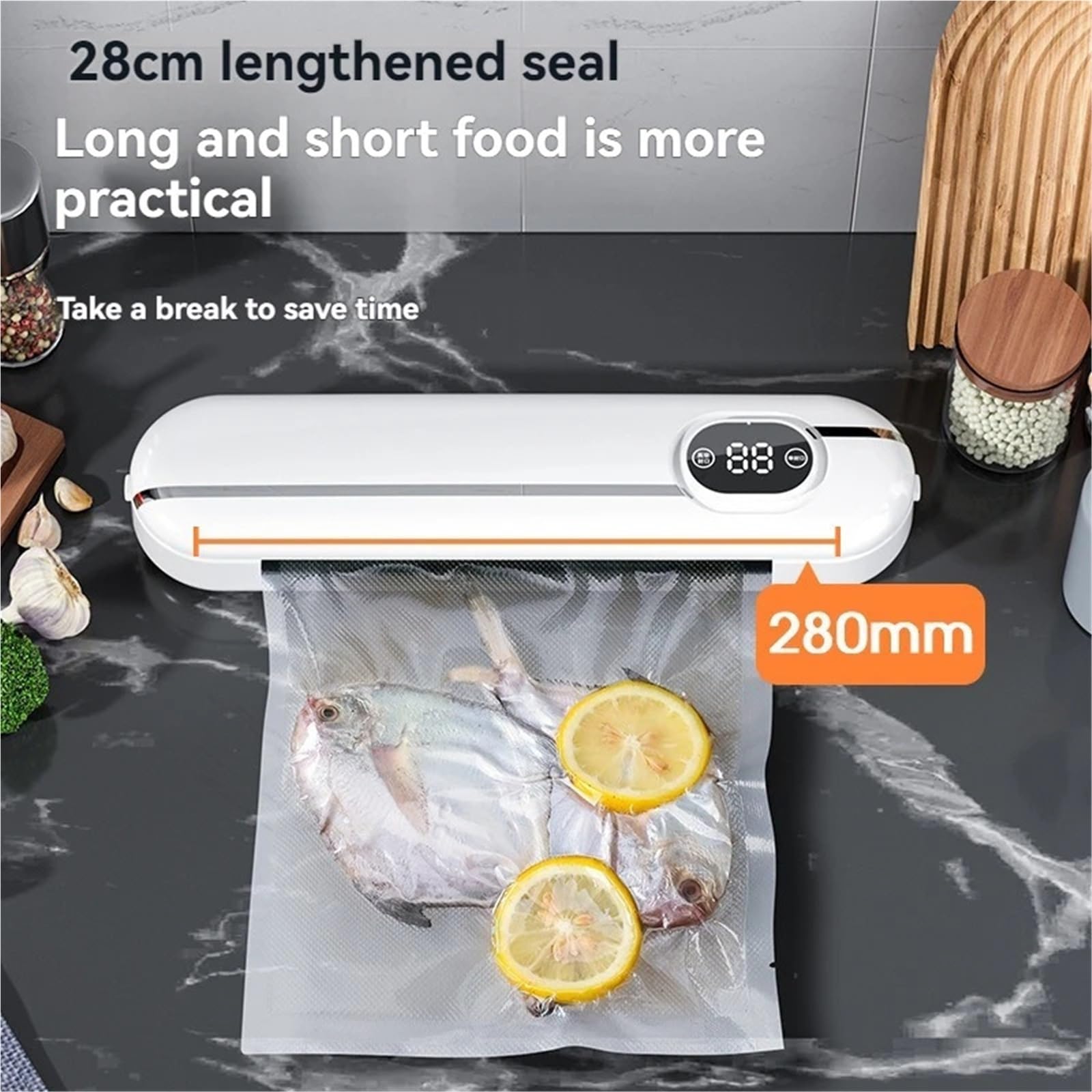 Selladora al vacío, Máquina De Envasado Automático, Sellado Al Vacío Alimentos, Portátil, Ayudante Cocina Para El Hogar, Regalo, 10 Bolsas,para conservar carne(Blue)