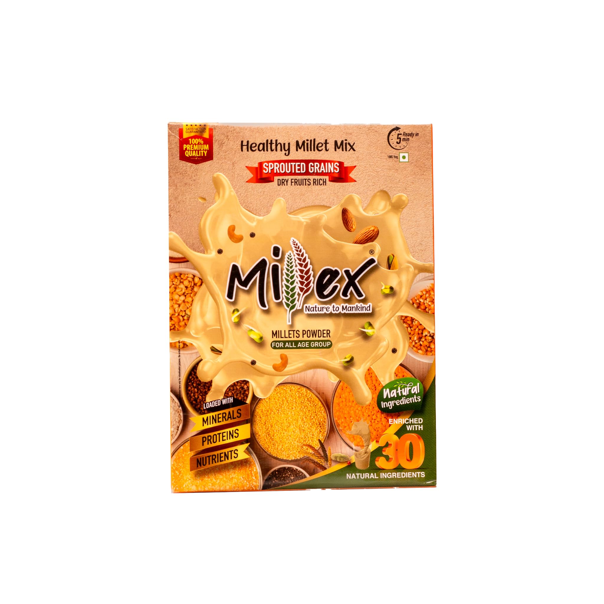 Millex Millet Healthy Mix 800G| 30 Natural Nutrition Ingredients | Sprouted Cereals,Nuts, & Pulses |No Sugar Organic Multigrain Nutrition Drink | |Porridge Mix (Pack of 1)-image-41