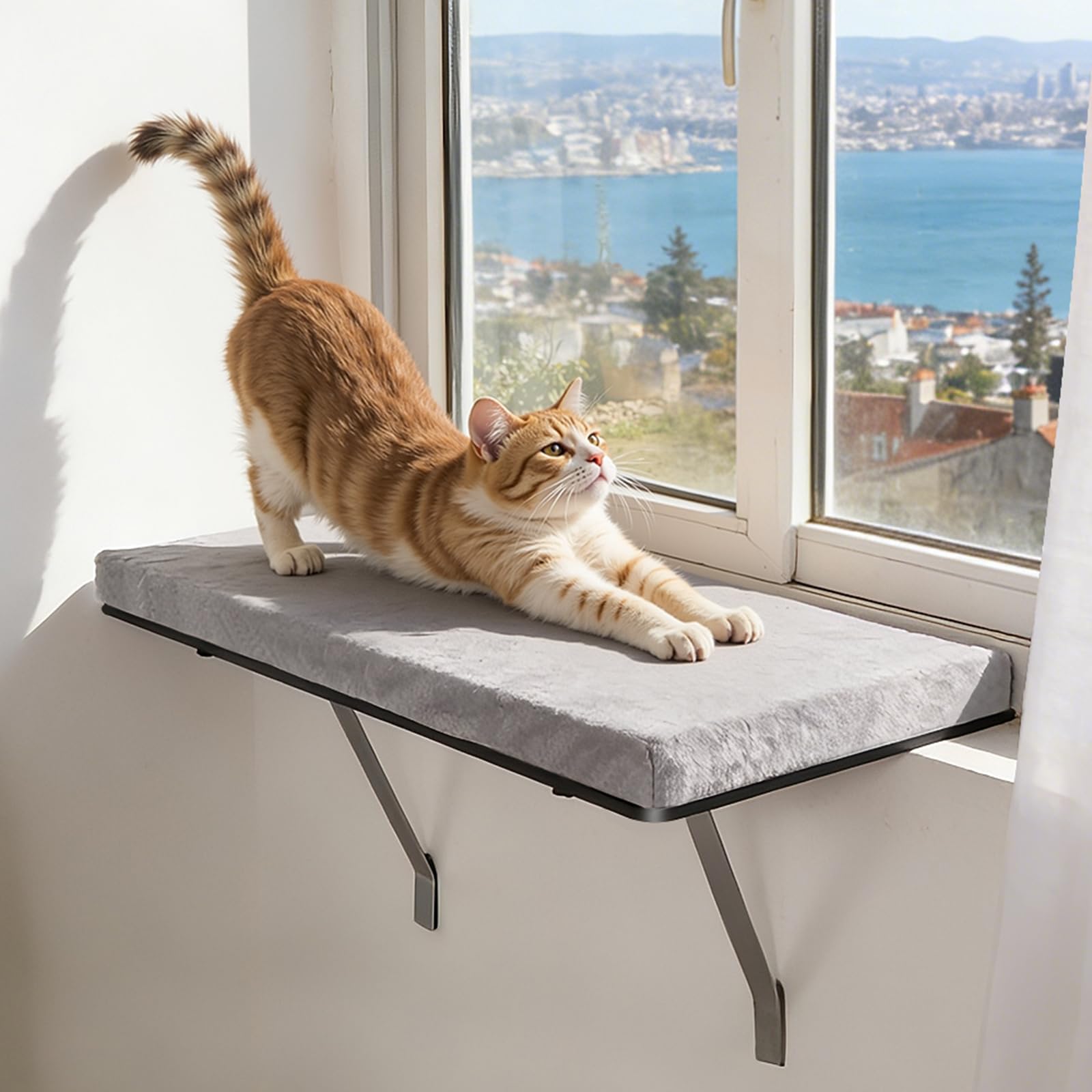 Cat Window Lounger with Metal Bracket for Windowsill, 61 x 30 cm, Max. 15 kg