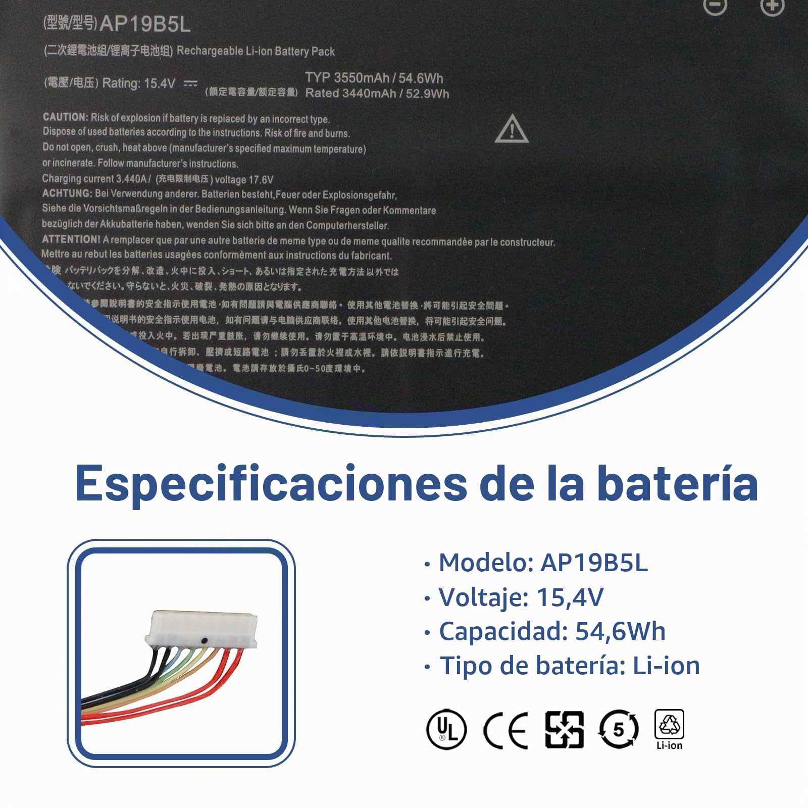 ANTIEE AP19B5L Batería para Aspire 5 A515-43 A515-43G A515-52 A515-52G