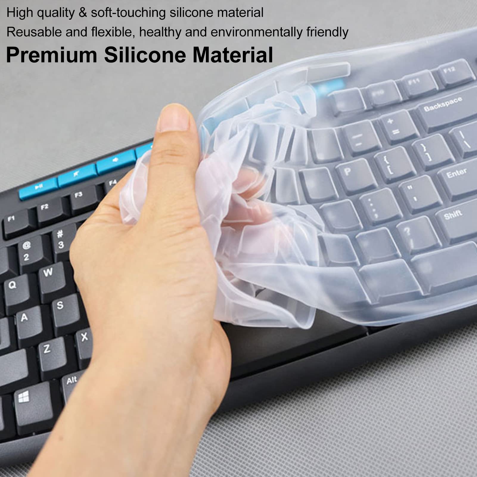 Copertura per tastiera in silicone per Logitech K200 K260 K270, copertura per tastiera Logitech K200 K260 K270 ergonomica, tastiera wireless MK200 MK260, impermeabile, antipolvere