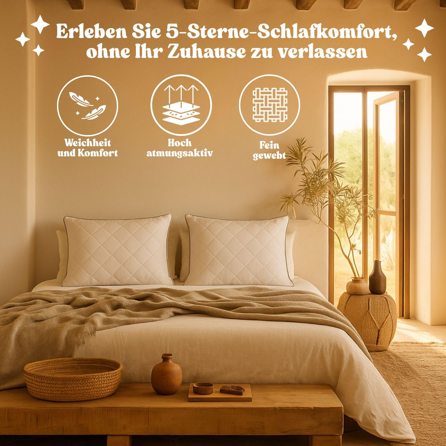 DREAMWAY Kissen 50x70 cm, 2er-Set Hotelqualität - Mikrofaser Weich