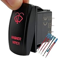 Vista 7 de Interruptor basculante para limpiaparabrisas, luz LED blanca de 6 pines (encendido), interruptor momentáneo DPDT de encendido y apagado