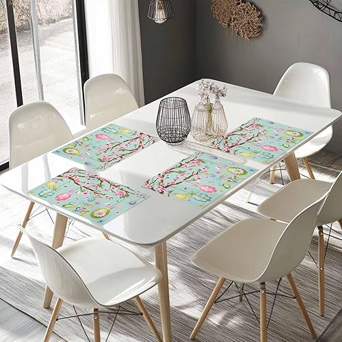 Vista 630 de Juego de 6 manteles individuales rojos para el día de San Valentín, diseño de corazón de San Valentín, resistentes al calor, lavables, manteles