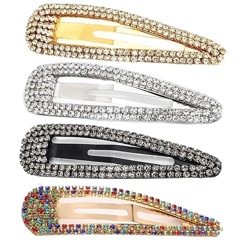 4 pinzas para el cabello con diamantes de imitación para niñas, horquillas para el cabello, horquillas de metal de cristal, accesorios para el