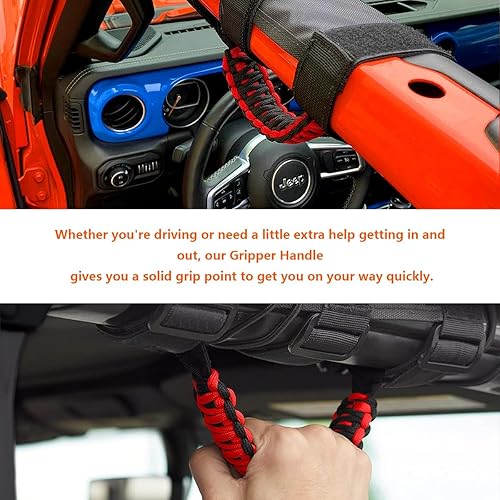 Miniatura 5 de Kewucn Paquete de 2 asas de agarre para barra antivuelco para automóvil, fácil de instalar y duraderas, compatibles con Wrangler YJ TJ JK JKU JL JLU
