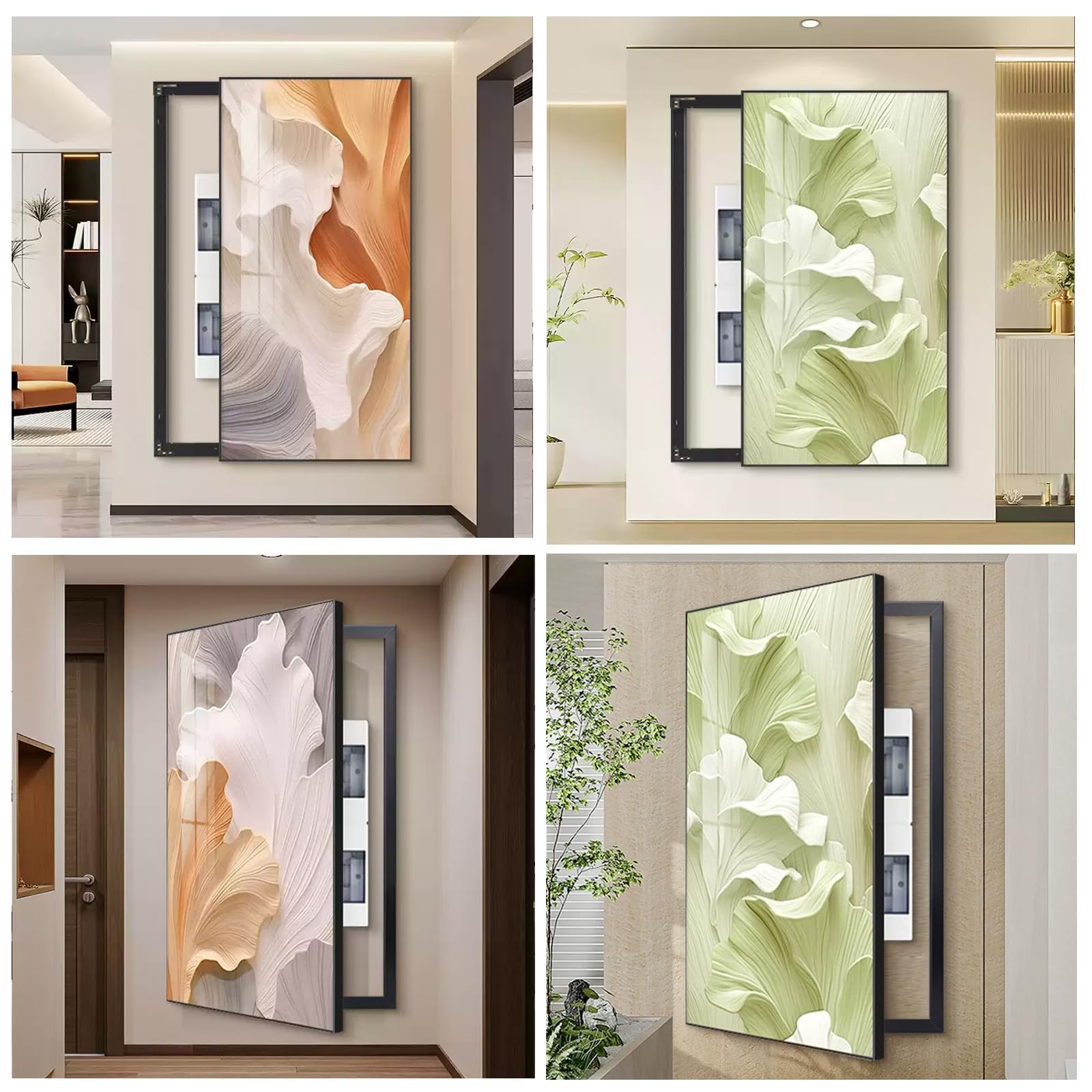 Tapa Cuadro Electrico Vertical, Cubre Cuadro Electrico Tapa Contador Luz Decorativa, Cubierta De La Caja Del Medidor Eléctrico, para Salón, Pasillo(Black 4,50X100cm/19.7X39.4in)