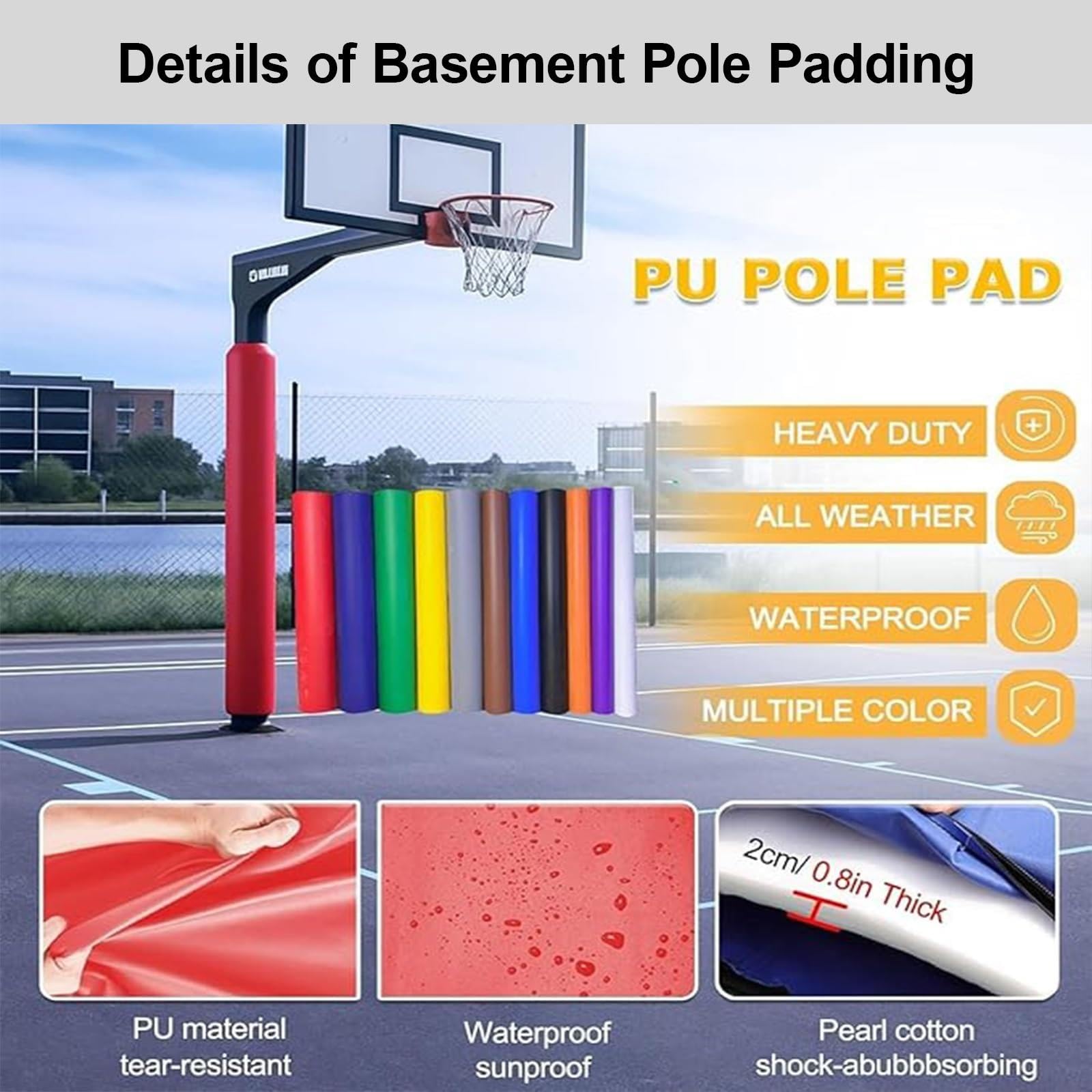 Protector Redondo para Poste Exterior, Almohadilla Envolvente Baloncesto