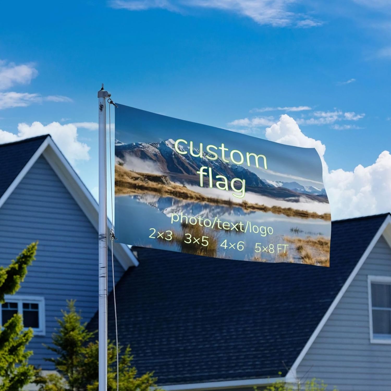 Custom Flag 5x8FT: Personalize with Image/Photo/Logo/Text, Outdoor Room Decoration