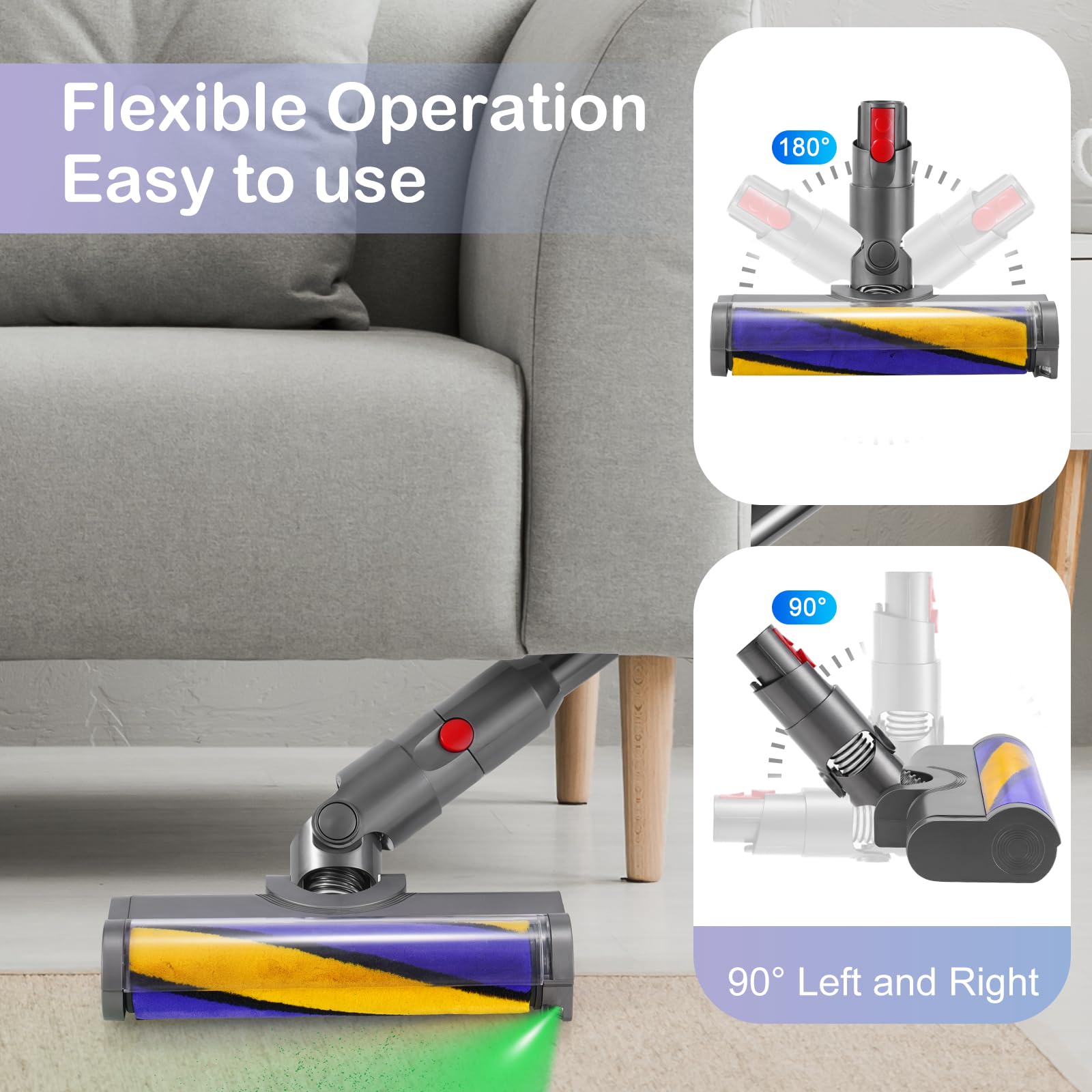 LED Bodendüse Bürste für Dyson V12 Detect Slim, Ersatzbürste Zubehör mit LED-Licht, Elektrischer Soft-Roller Bürste zur Reinigung von Hartböden