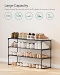 SONGMICS Raquette de chaussures, 3-Tier Organisateur de chaussures, étagère de rangement robuste, droit ou en bas, pour 16-20 paires, empilables, pour entrée, 30 x 92 x 55 cm, noir ULSA303B02 | Organisateur de chaussures empilables pour 16-20 paires, pour entrée, droite ou à l'envers, Bla