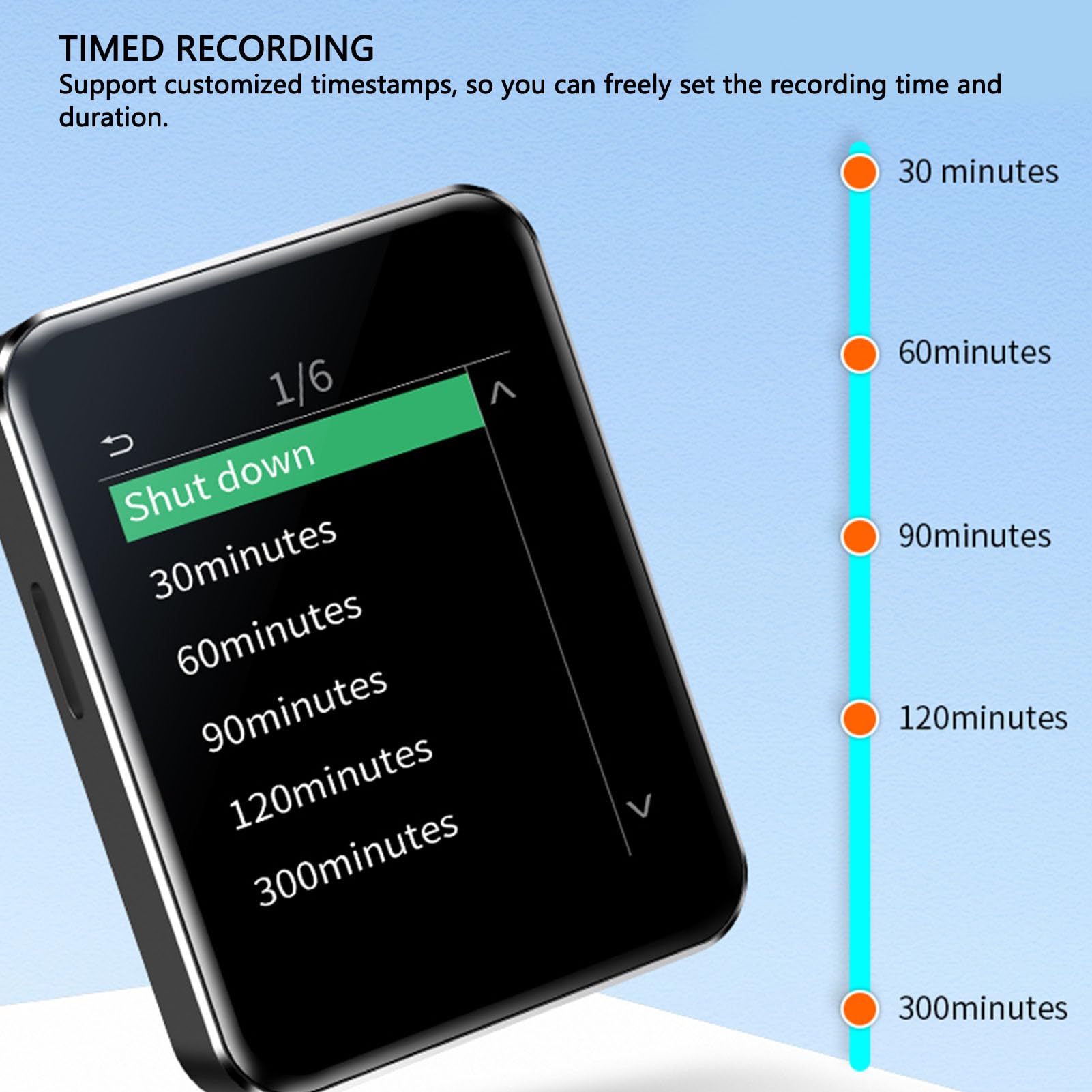 Acouto Grabadora de Voz Reducción de Ruido Activada por Voz Reproductor de MP3 Temporizado HD Apagado Dispositivo de Grabación de con Guardado Automático para Uso Diario Diseño de Grabación de 16 GB