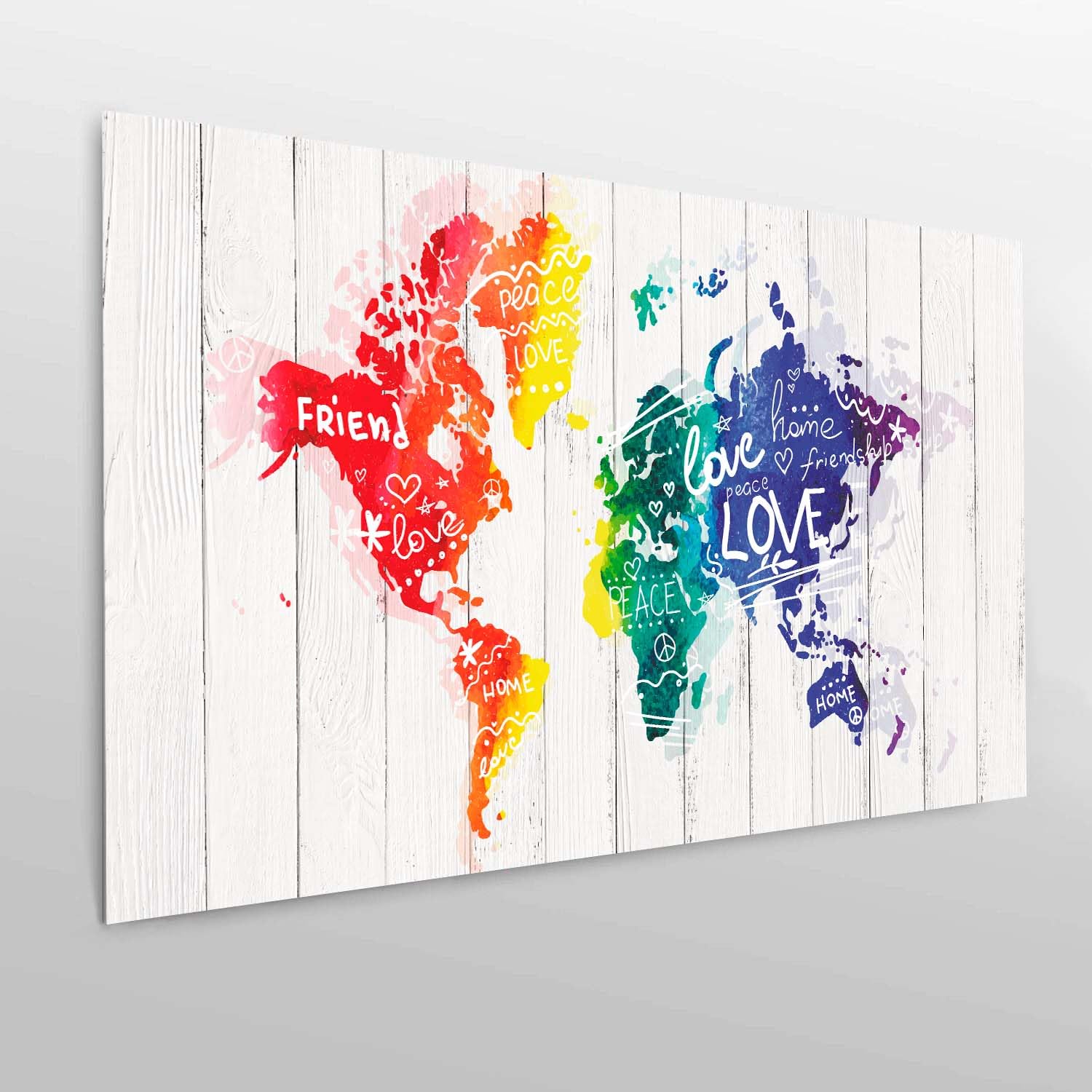 Oedim Cabecero Cama PVC Madera Blanca Mapa Mundi Acuarela, 135x60cm,Cabecero Ligero, Elegante, Resistente y Económico